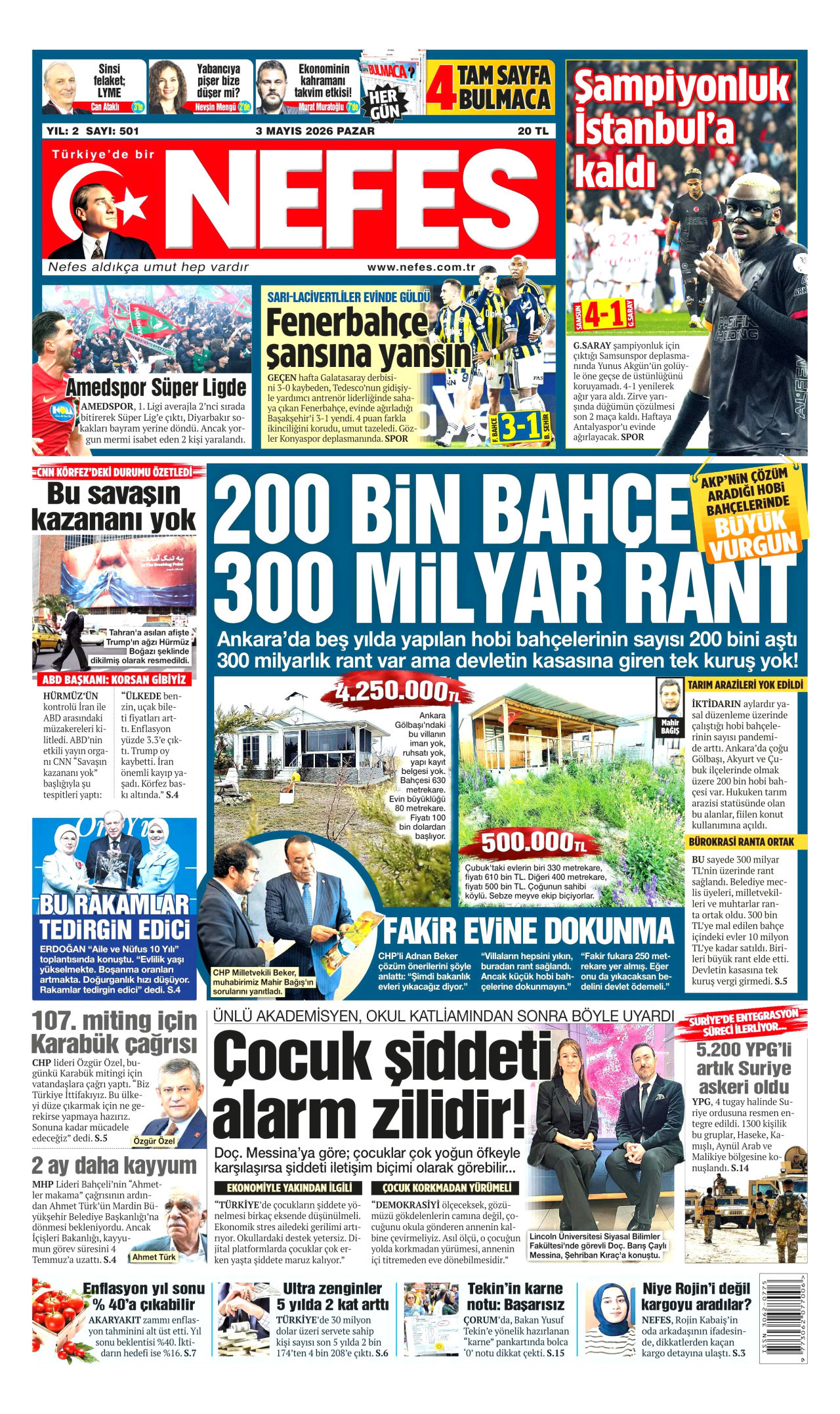 Nefes Gazetesi Manşeti - 03.05.2026