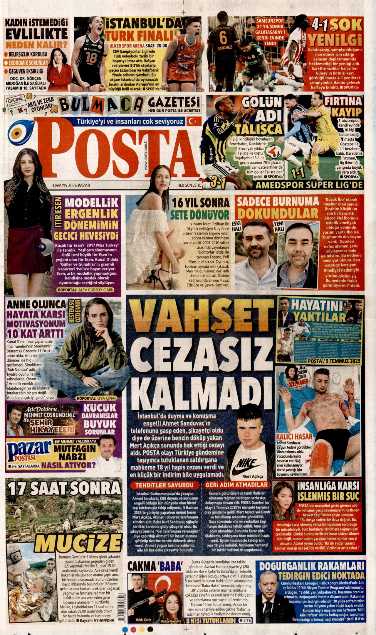 Posta Gazetesi Manşeti - 03.05.2026
