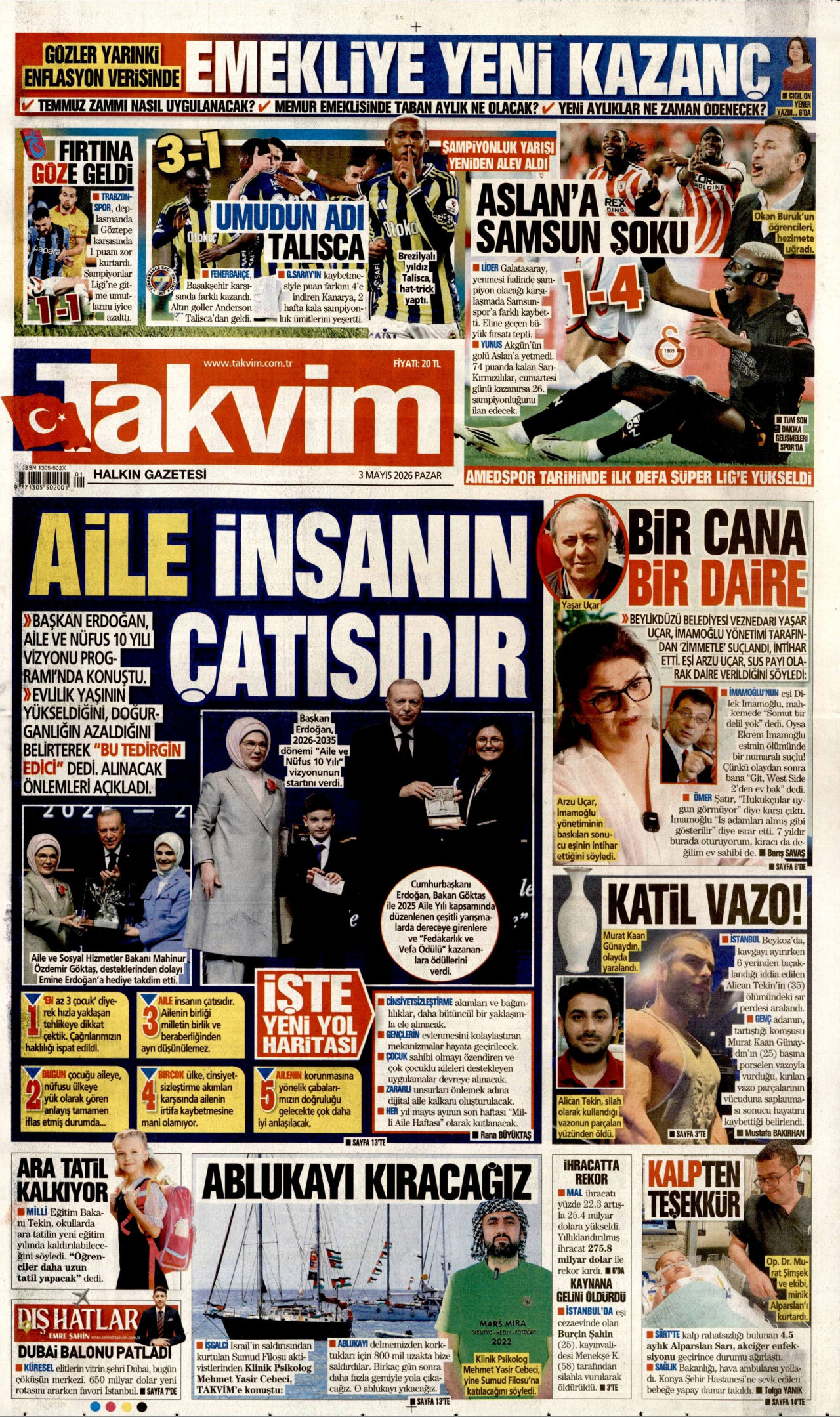 Takvim Gazetesi Manşeti - 03.05.2026