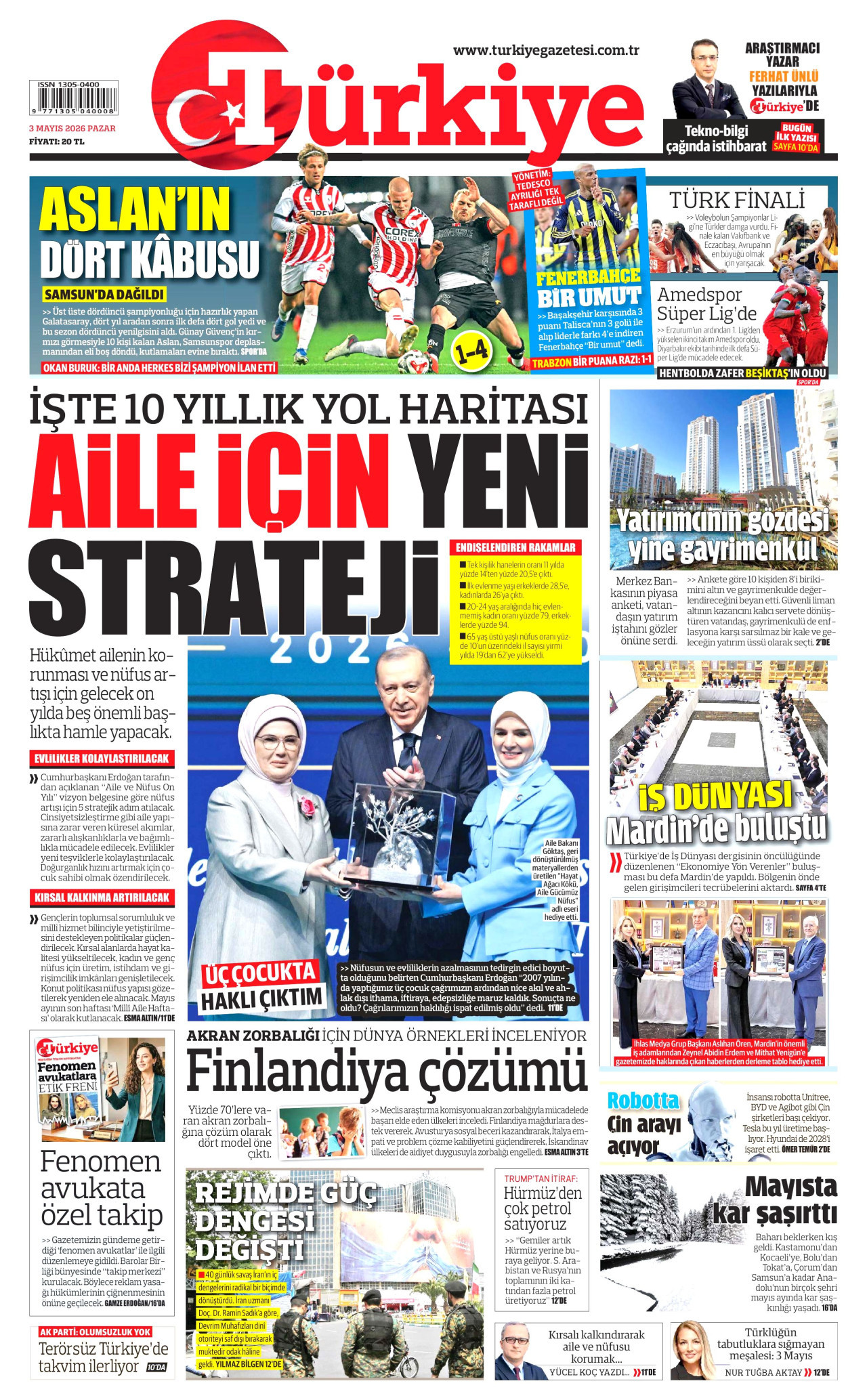 Türkiye Gazetesi Gazetesi Manşeti - 03.05.2026