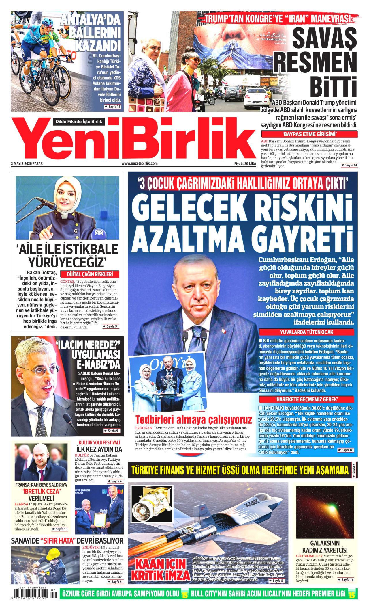 YeniBirlik Gazetesi Manşeti - 03.05.2026