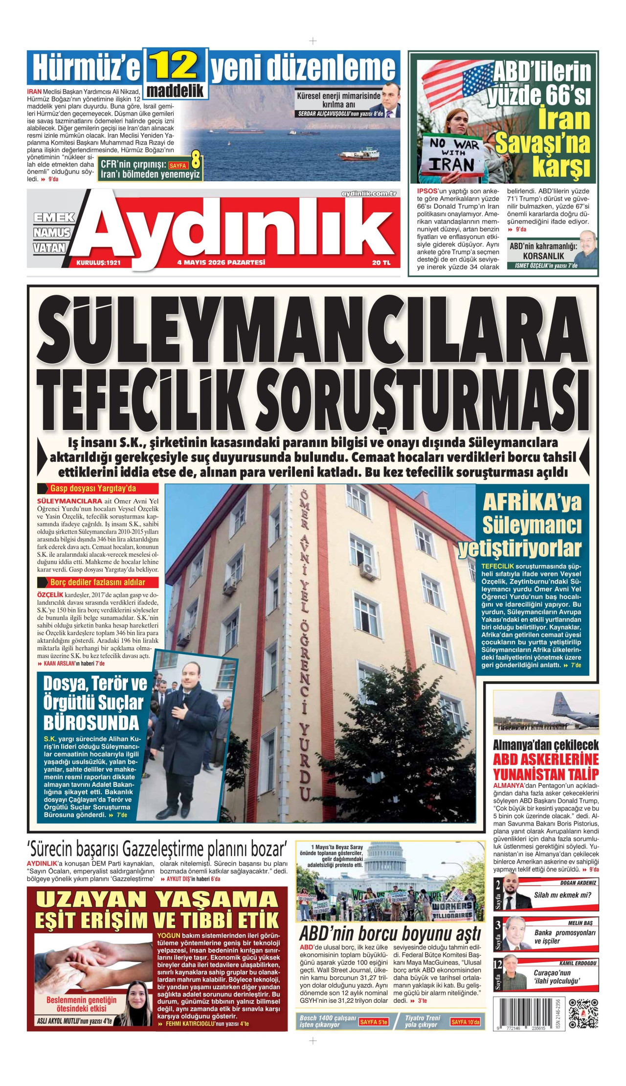 Aydınlık Gazetesi Manşet