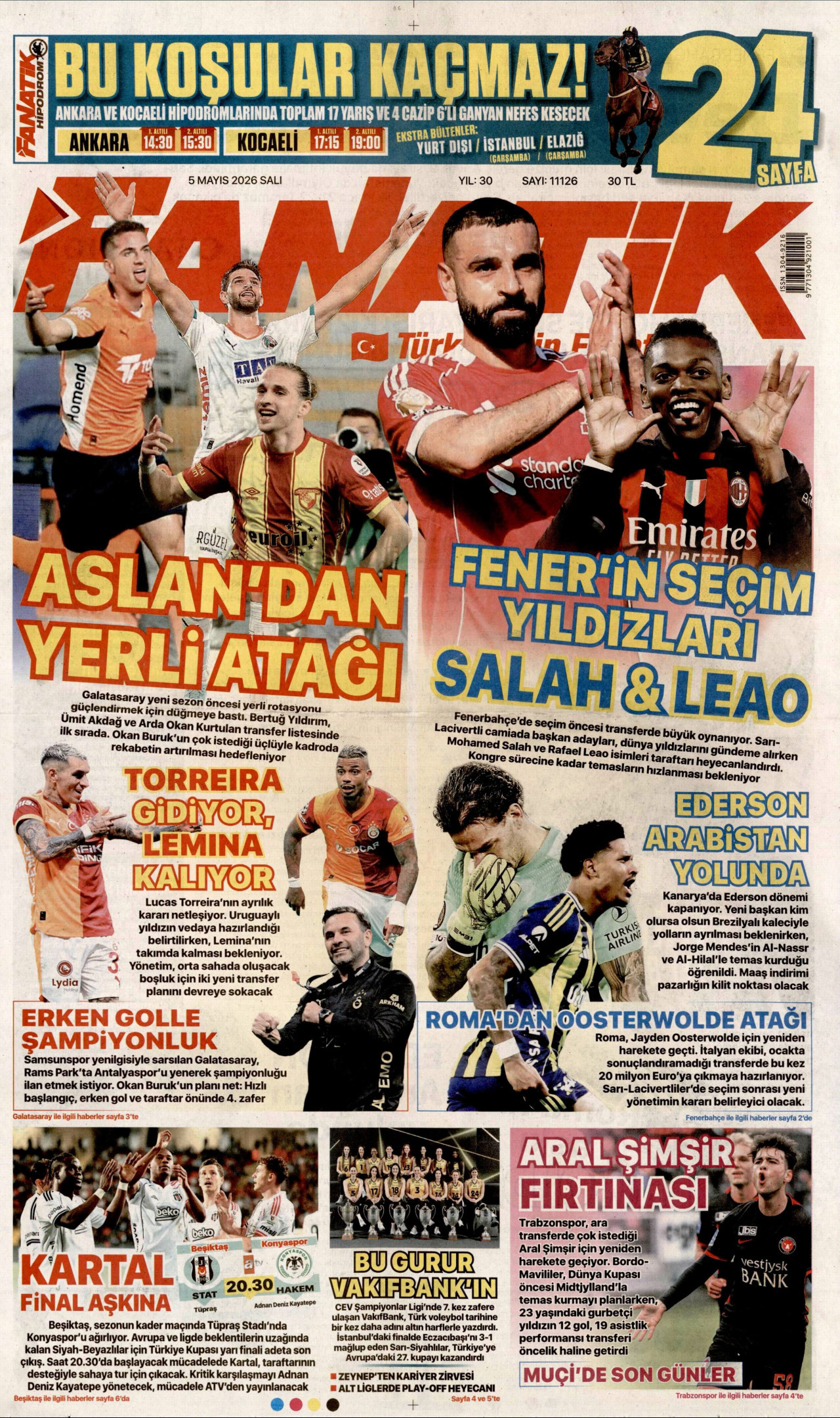 Fanatik Gazetesi Manşeti - 5 Mayıs 2026 Birinci Sayfa