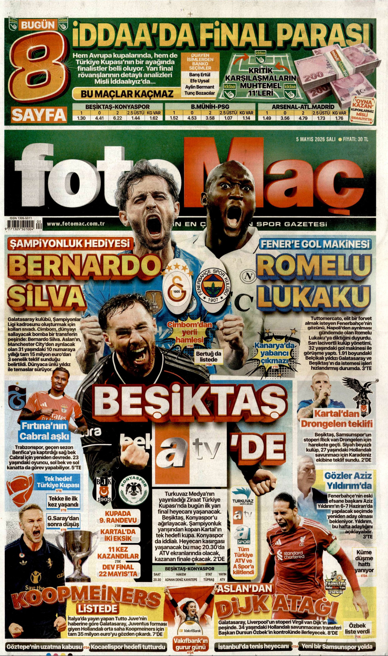 Fotomaç Gazetesi Manşeti - 5 Mayıs 2026 Birinci Sayfa