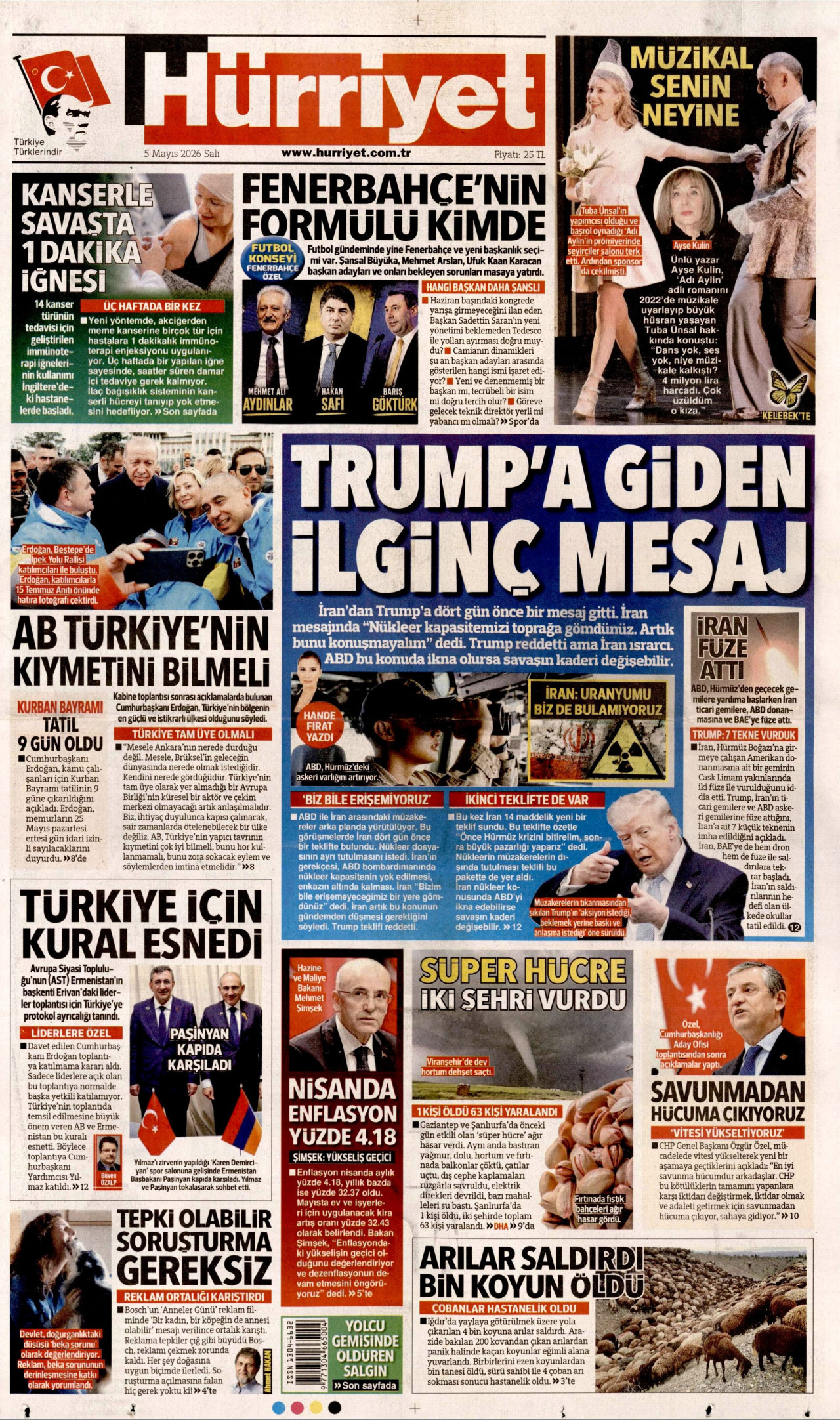 Hürriyet Gazetesi Manşeti - 11 Mayıs 2026 Birinci Sayfa