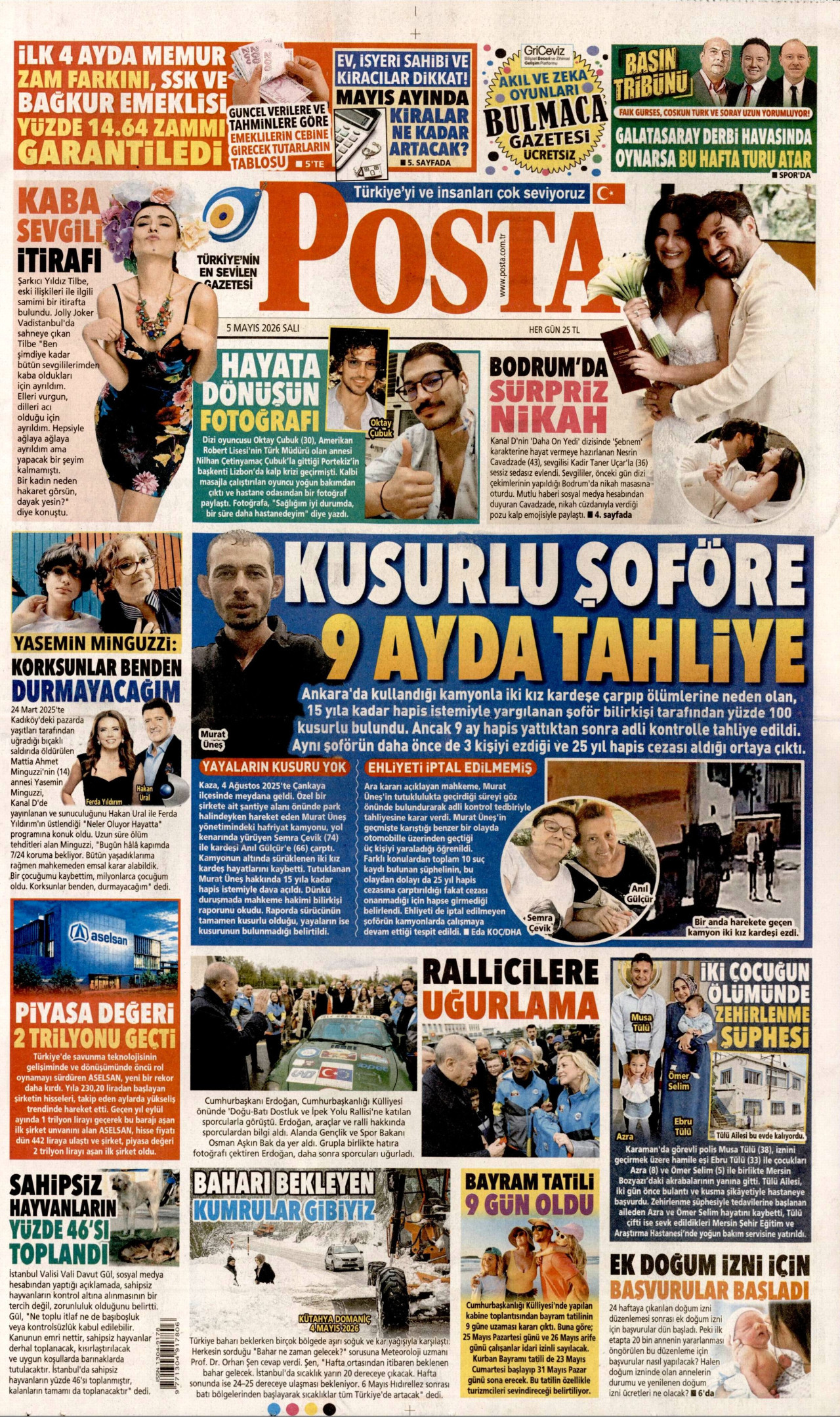 Posta Gazetesi Manşeti - 5 Mayıs 2026 Birinci Sayfa