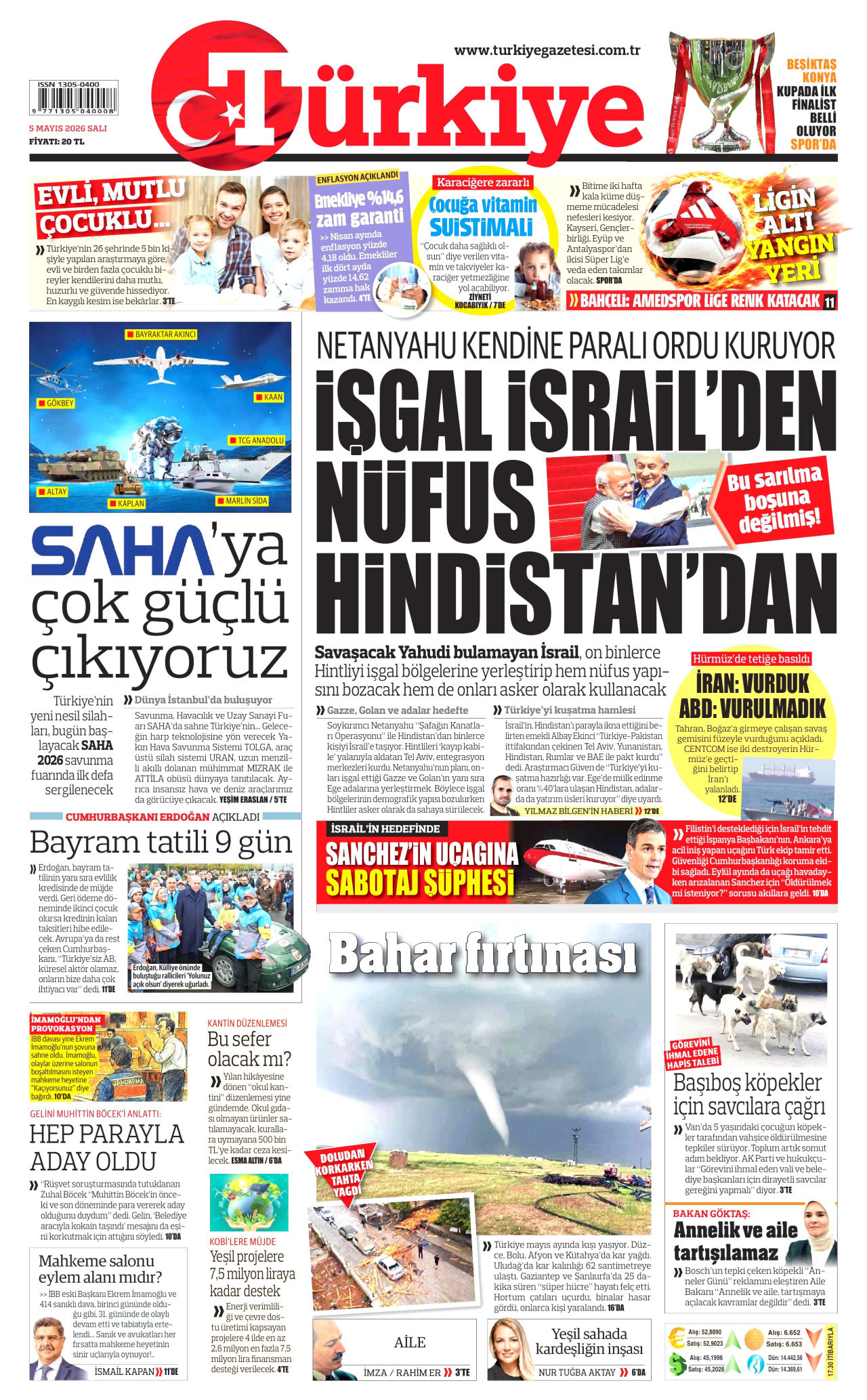 Türkiye Gazetesi Gazetesi Manşeti - 5 Mayıs 2026 Birinci Sayfa