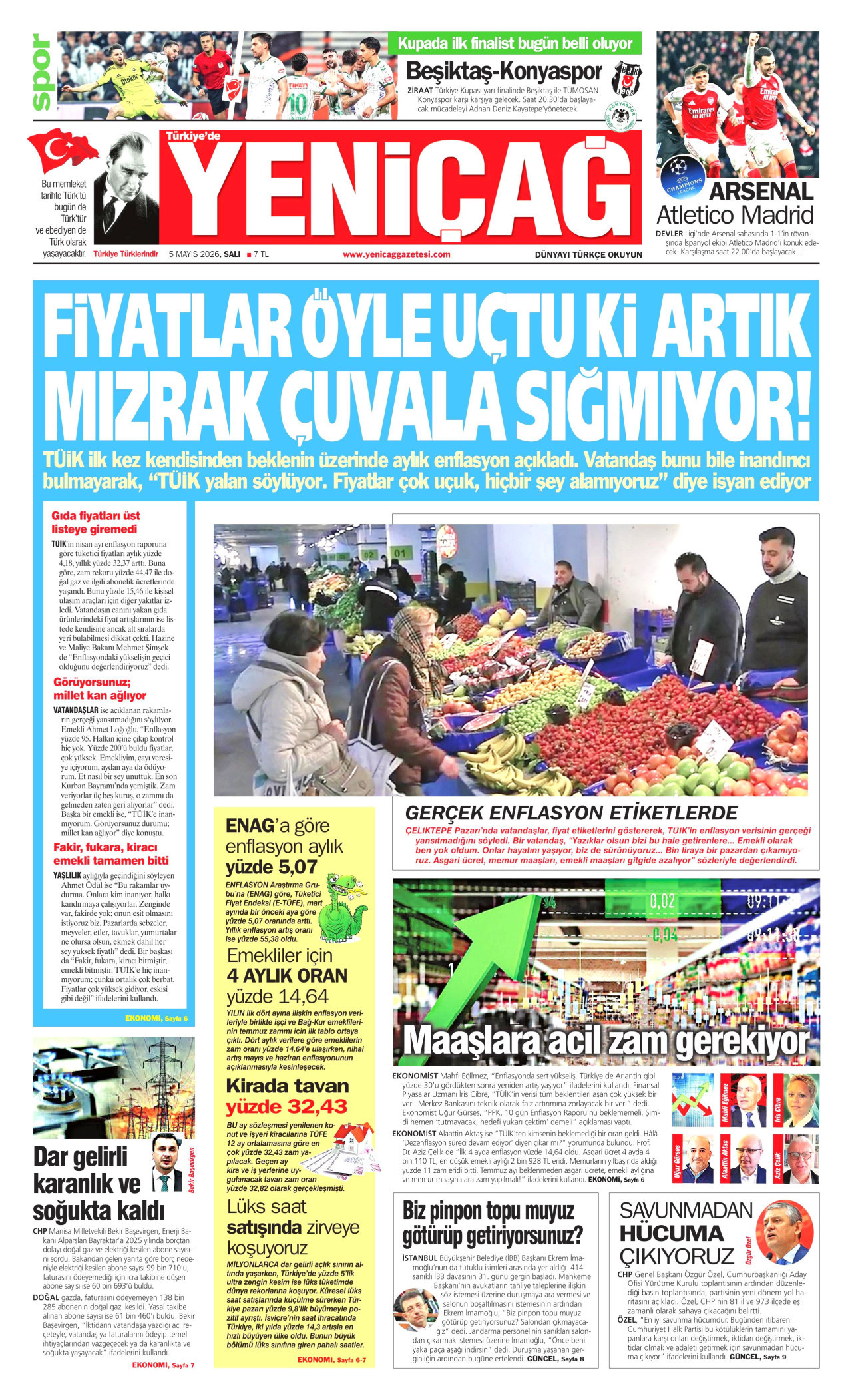 Yeniçağ Gazetesi Manşeti - 5 Mayıs 2026 Birinci Sayfa