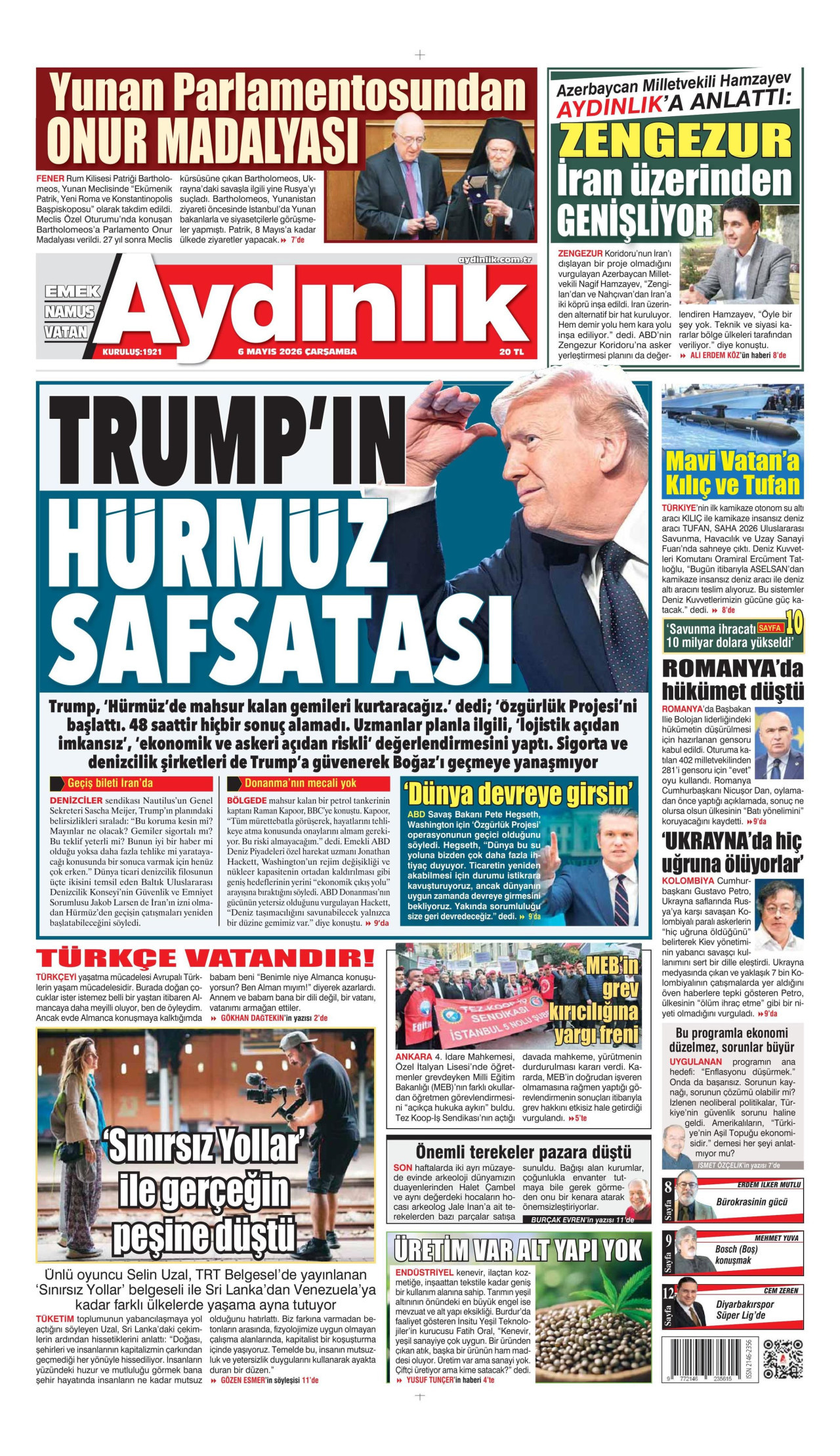 Aydınlık Gazetesi Manşet