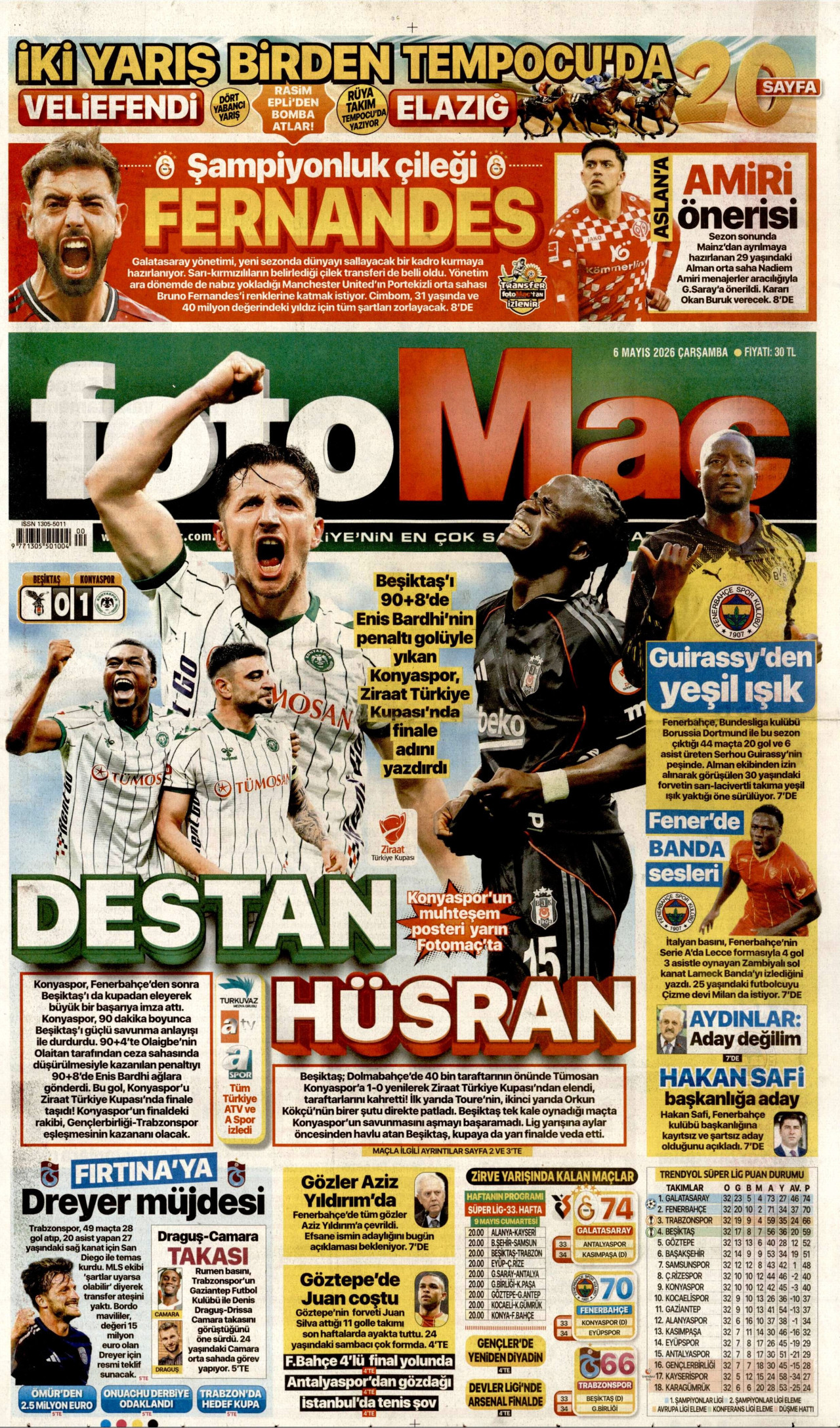 Fotomaç Gazetesi Manşeti - 6 Mayıs 2026 Birinci Sayfa