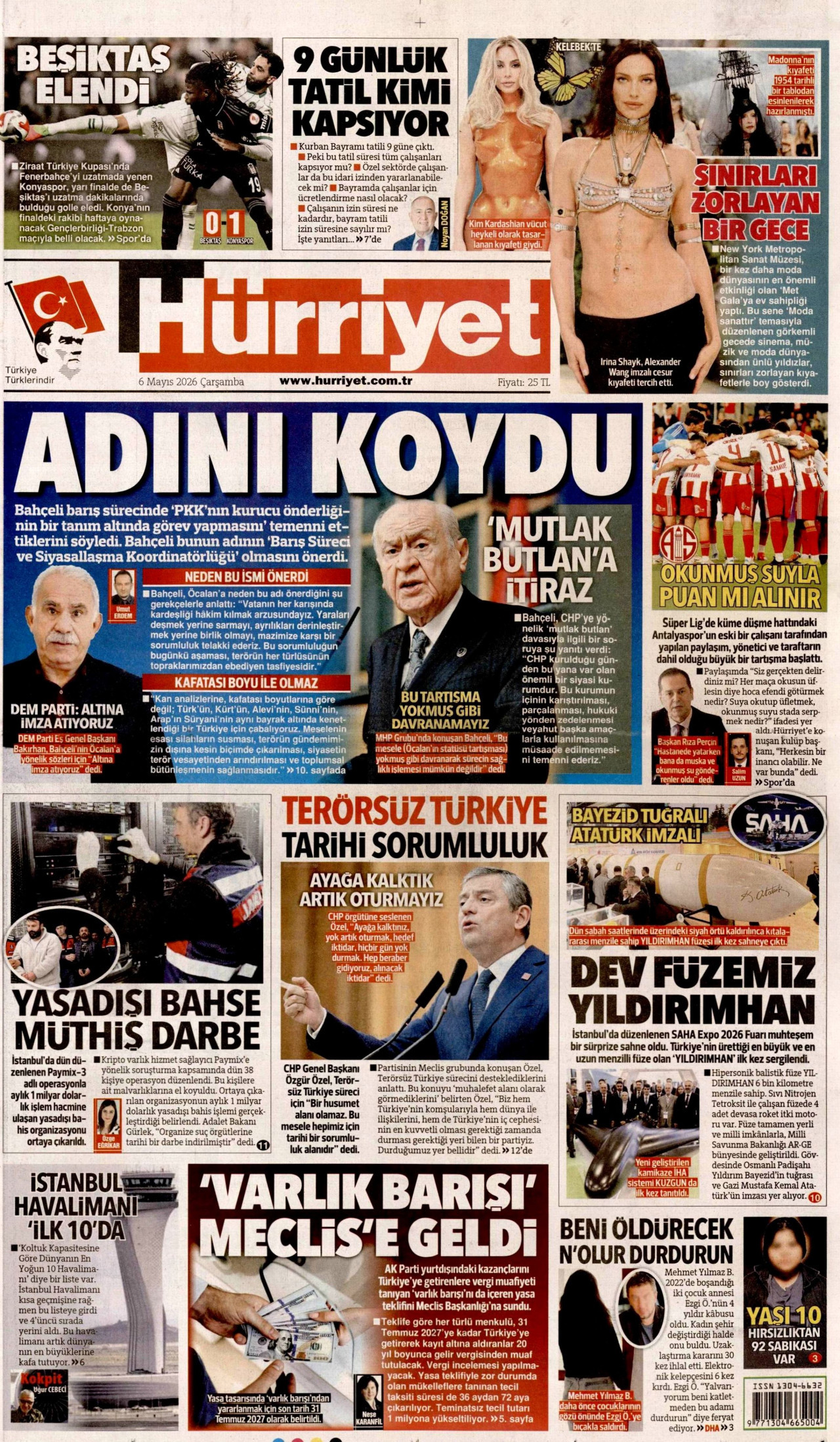Hürriyet Gazetesi Manşeti - 6 Mayıs 2026 Birinci Sayfa