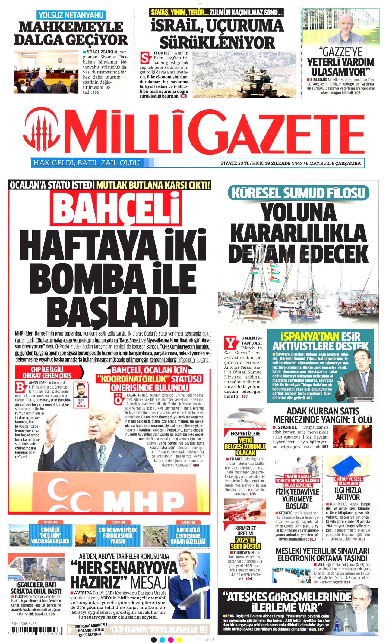 Milli Gazete Gazetesi Manşeti - 6 Mayıs 2026 Birinci Sayfa