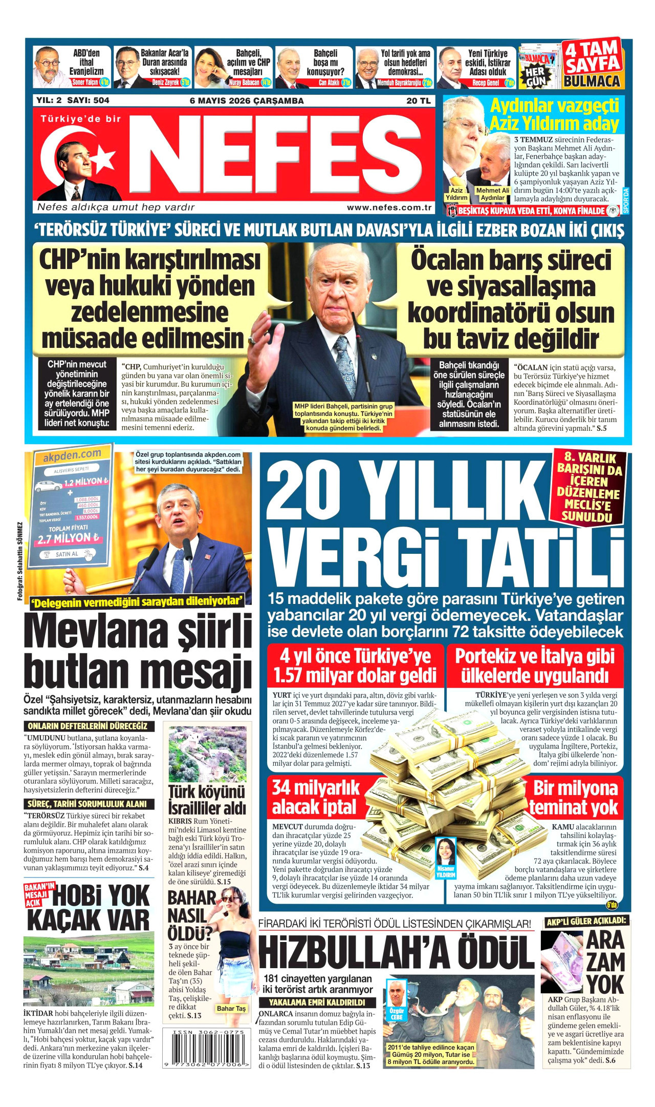 Nefes Gazetesi Manşeti - 6 Mayıs 2026 Birinci Sayfa