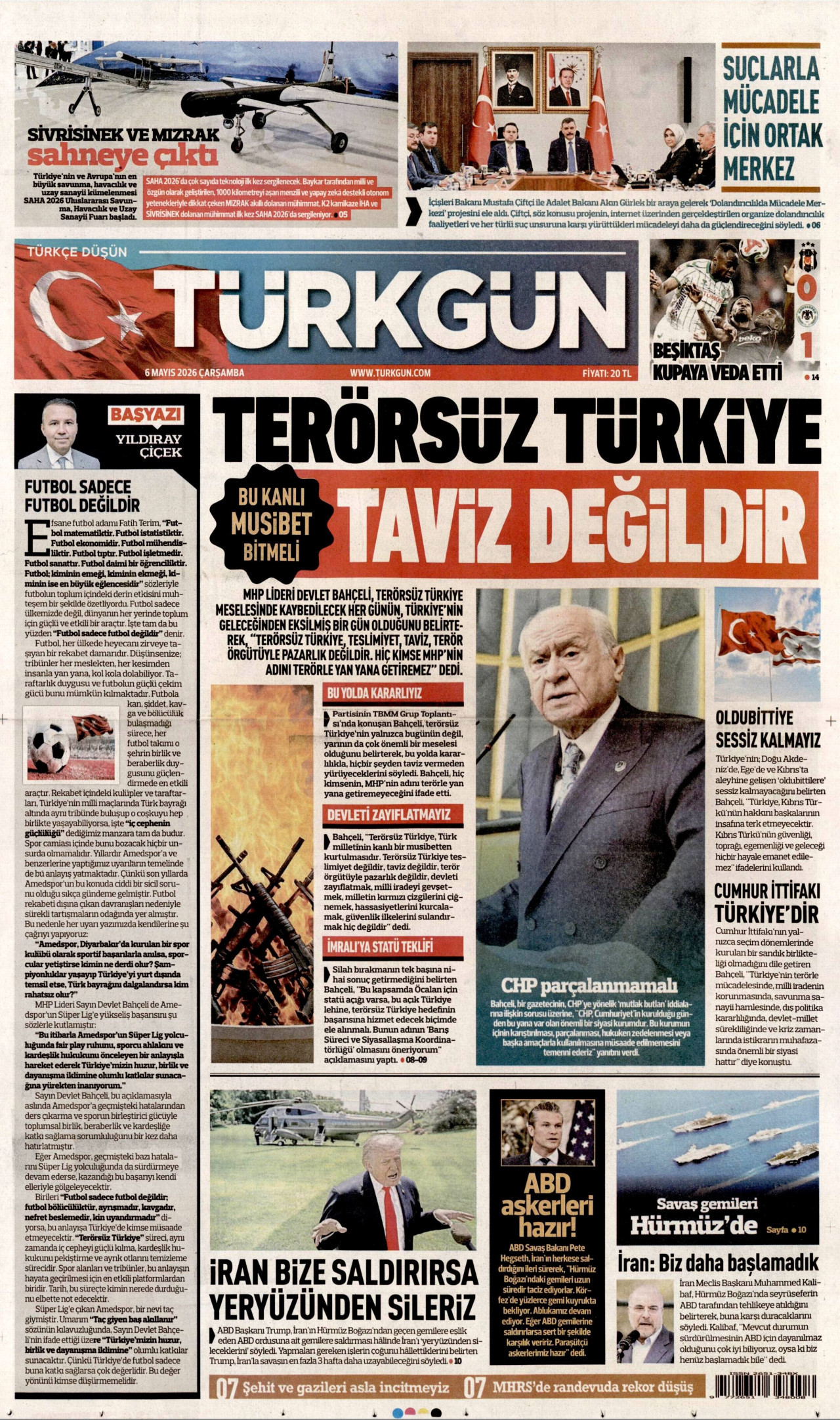 Türkgün Gazetesi Manşeti - 6 Mayıs 2026 Birinci Sayfa