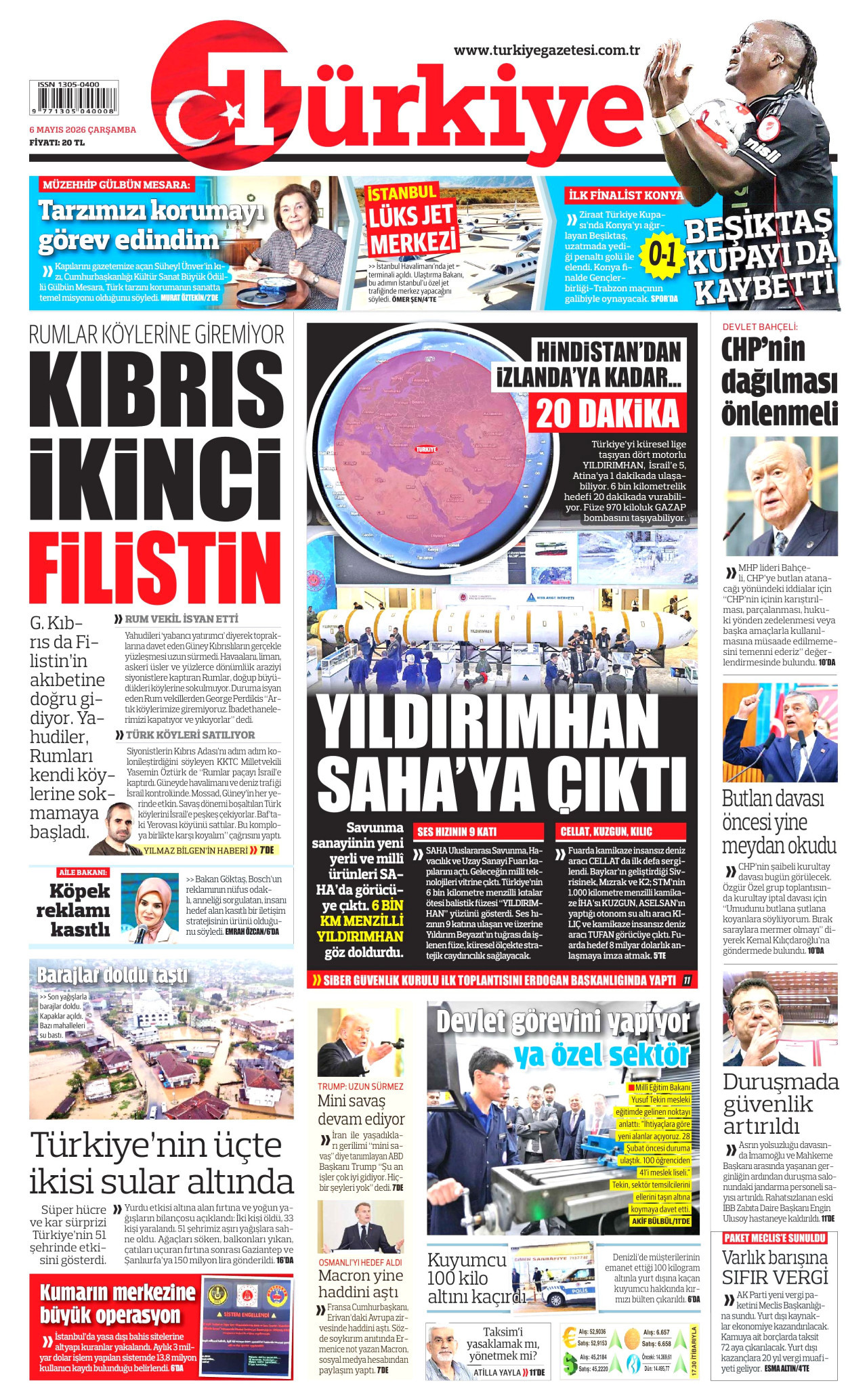 Türkiye Gazetesi Gazetesi Manşeti - 6 Mayıs 2026 Birinci Sayfa