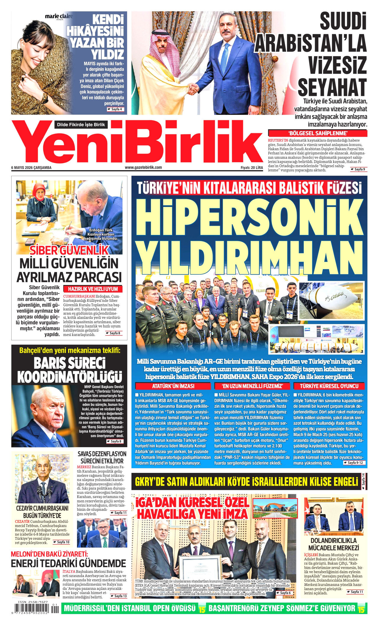 YeniBirlik Gazetesi Manşeti - 6 Mayıs 2026 Birinci Sayfa