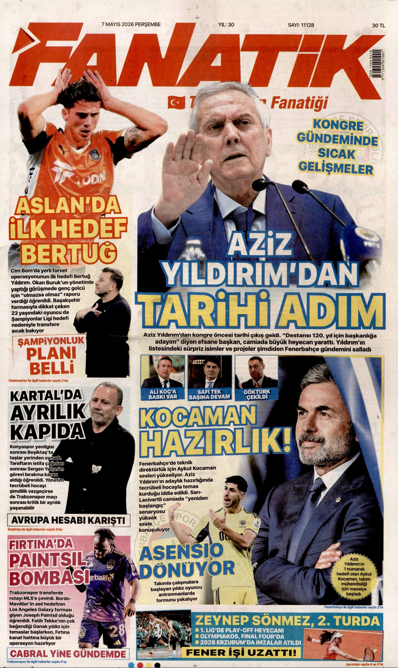 Fanatik Gazetesi Manşeti - 7 Mayıs 2026 Birinci Sayfa