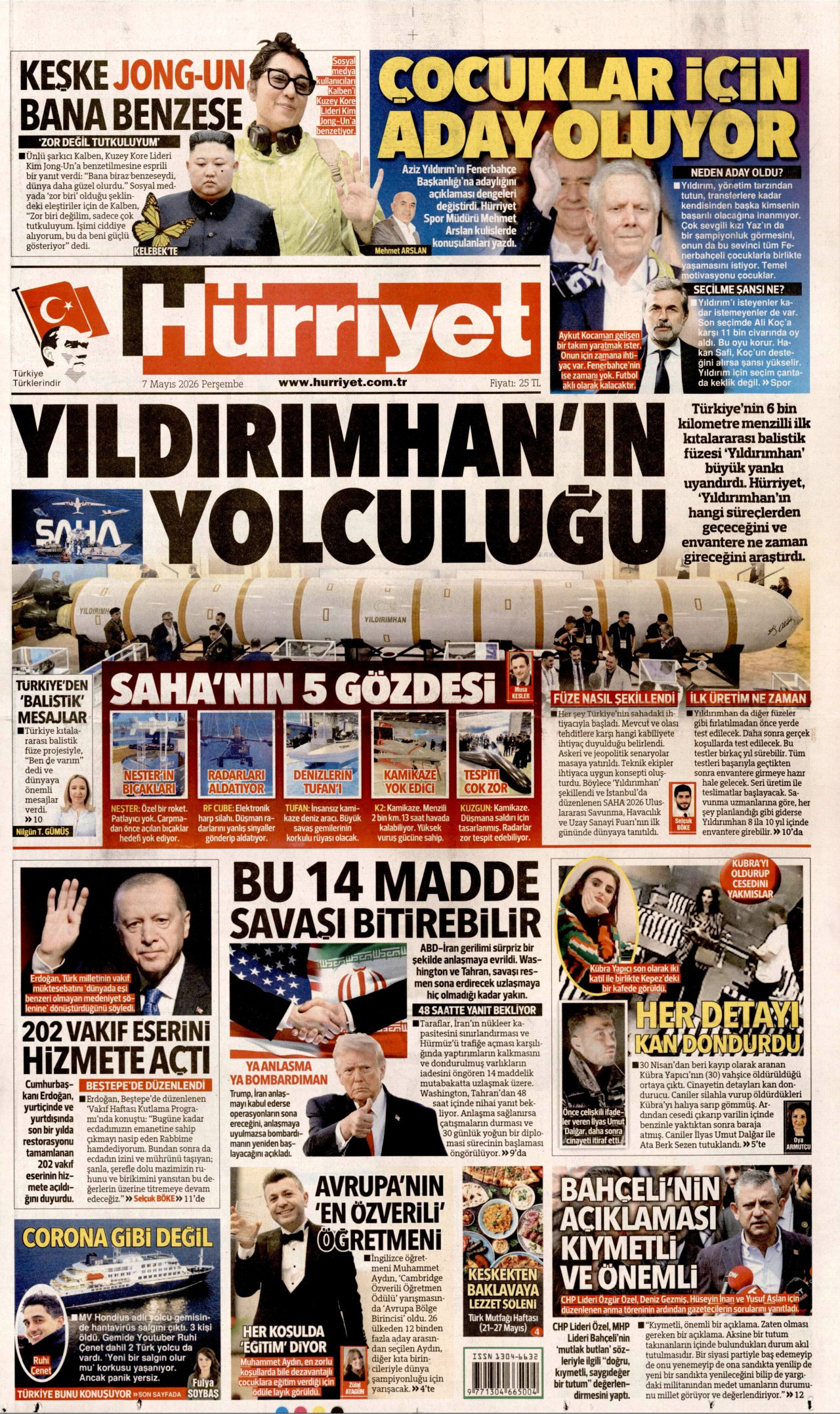 Hürriyet Gazetesi Manşeti - 7 Mayıs 2026 Birinci Sayfa