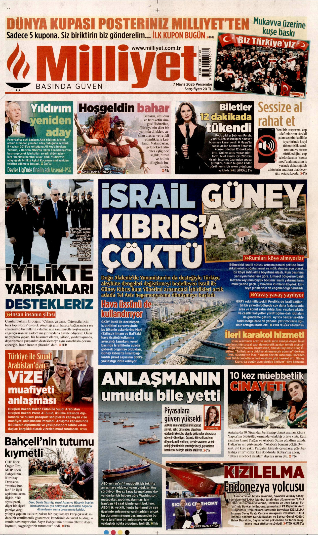 Milliyet Gazetesi Manşeti - 7 Mayıs 2026 Birinci Sayfa