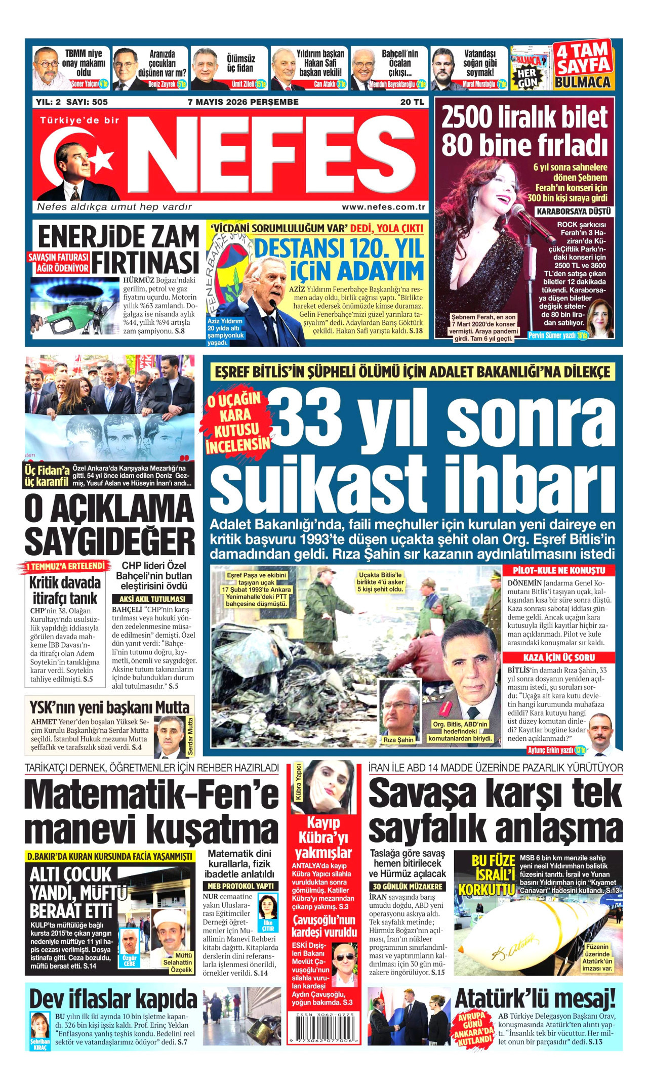 Nefes Gazetesi Manşeti - 11 Mayıs 2026 Birinci Sayfa