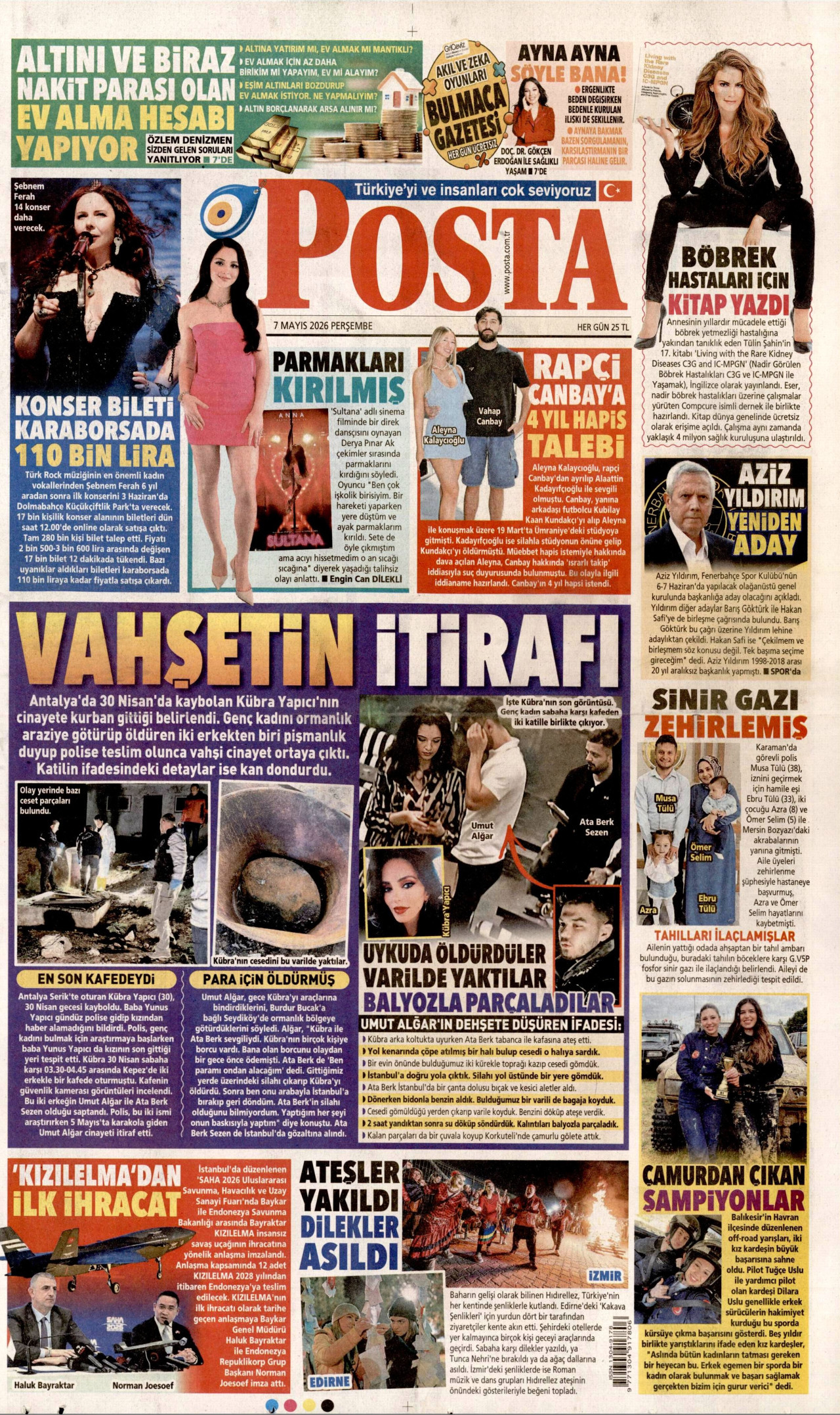 Posta Gazetesi Manşeti - 7 Mayıs 2026 Birinci Sayfa