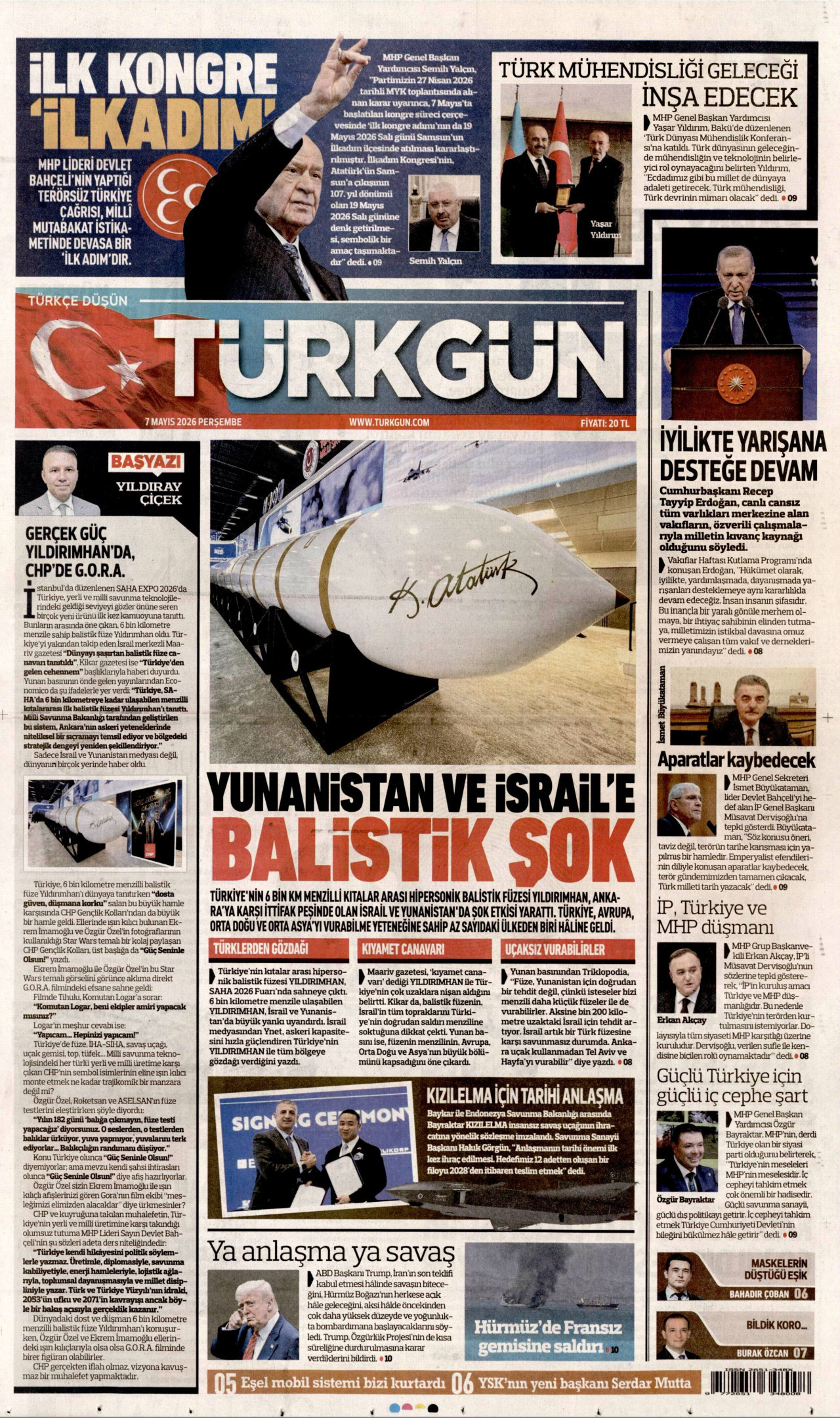 Türkgün Gazetesi Manşeti - 7 Mayıs 2026 Birinci Sayfa