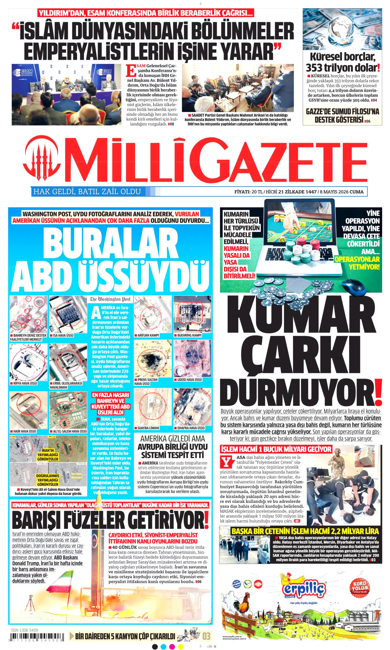 Milli Gazete Gazetesi Manşeti - 11 Mayıs 2026 Birinci Sayfa
