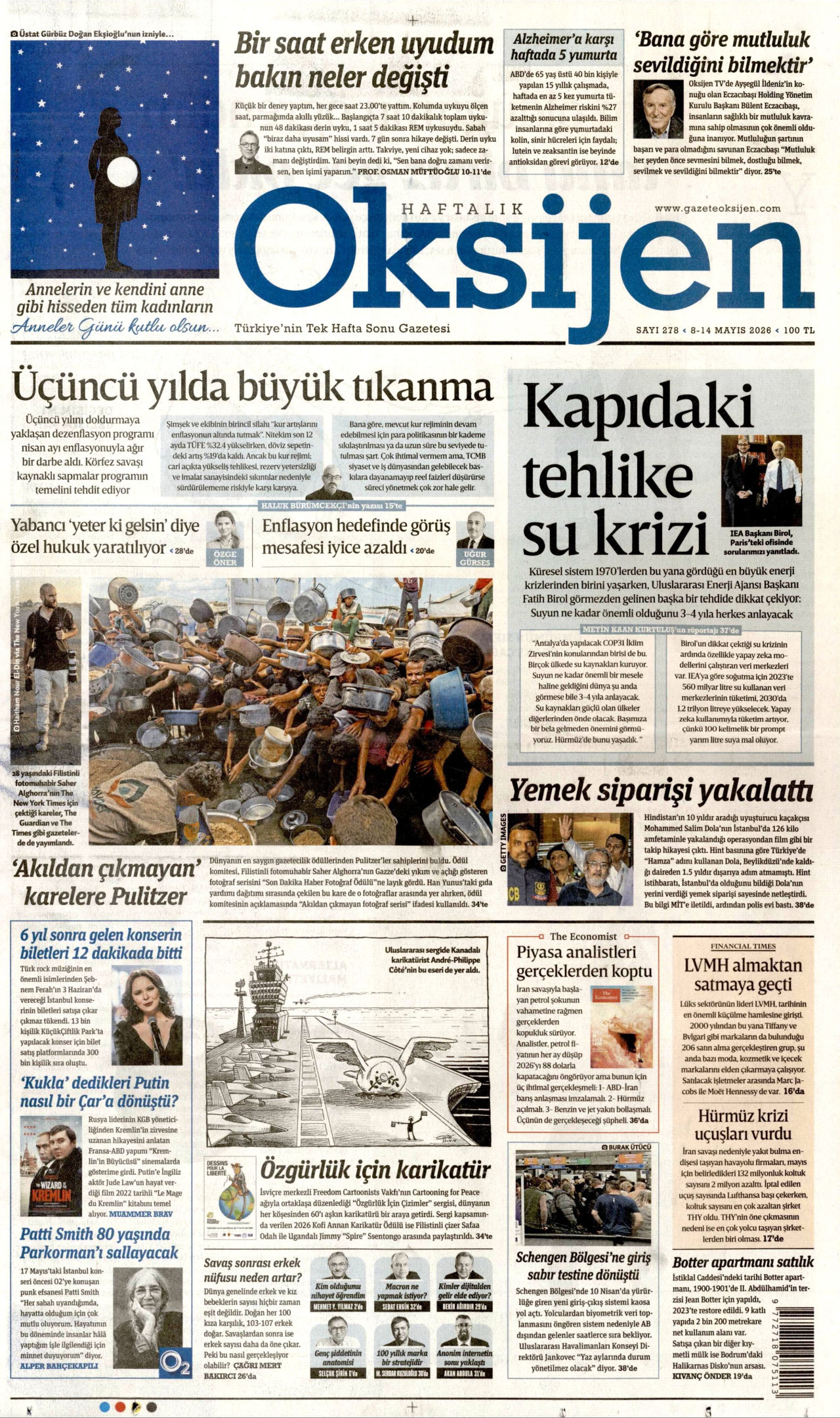 Oksijen Gazetesi Manşeti - 8 Mayıs 2026 Birinci Sayfa