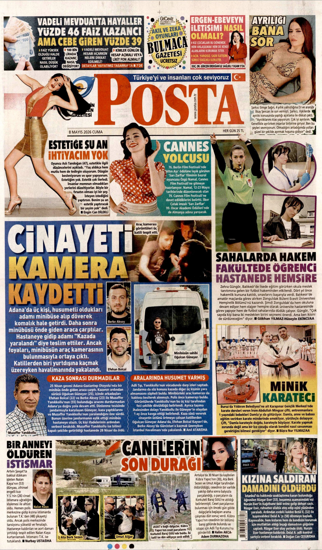Posta Gazetesi Manşeti - 8 Mayıs 2026 Birinci Sayfa