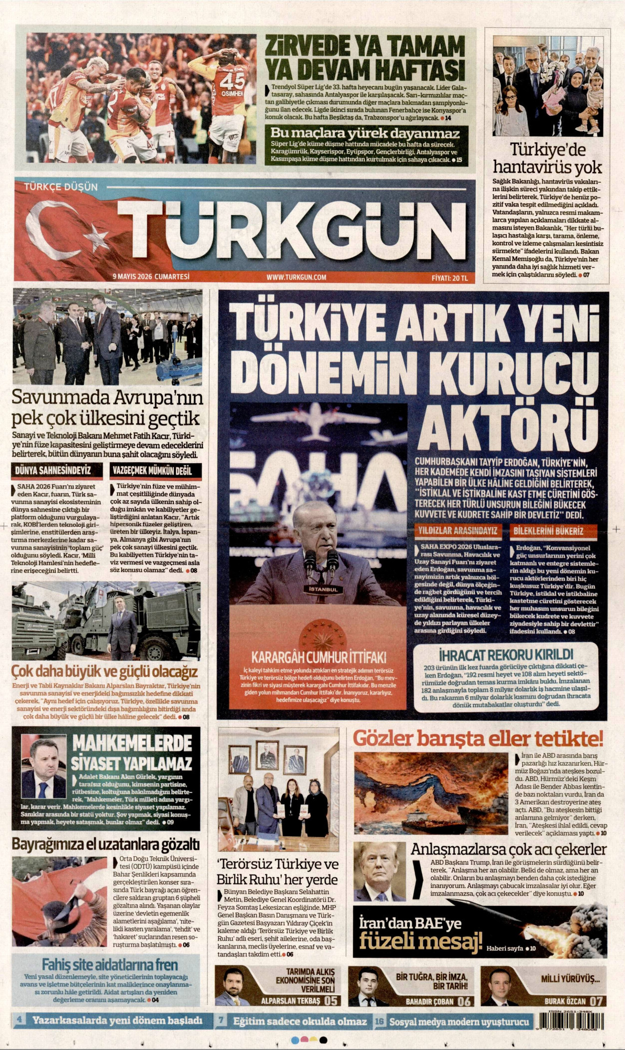 Türkgün Gazetesi Manşeti - 11 Mayıs 2026 Birinci Sayfa