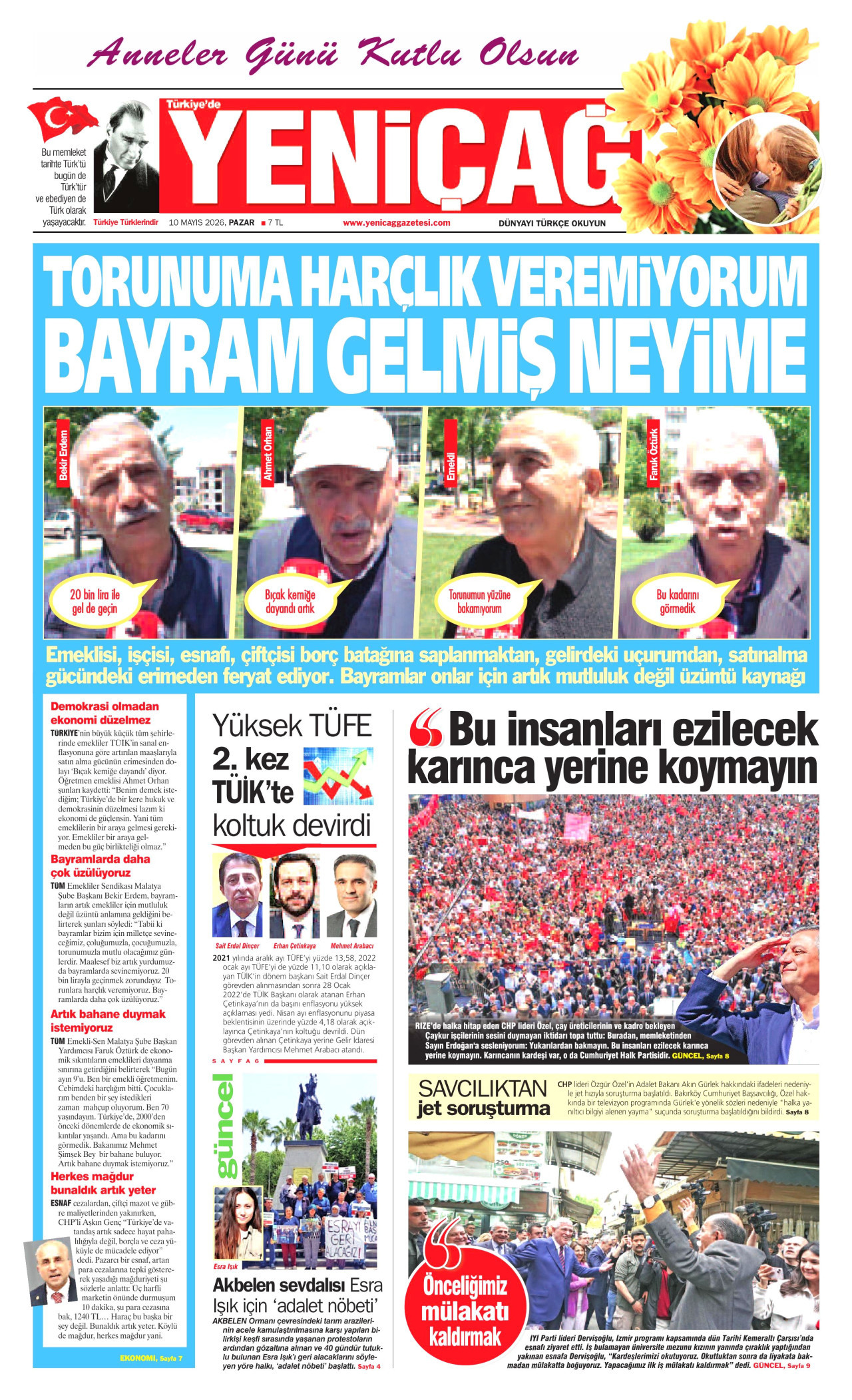 Yeniçağ Gazetesi Manşeti - 10 Mayıs 2026 Birinci Sayfa
