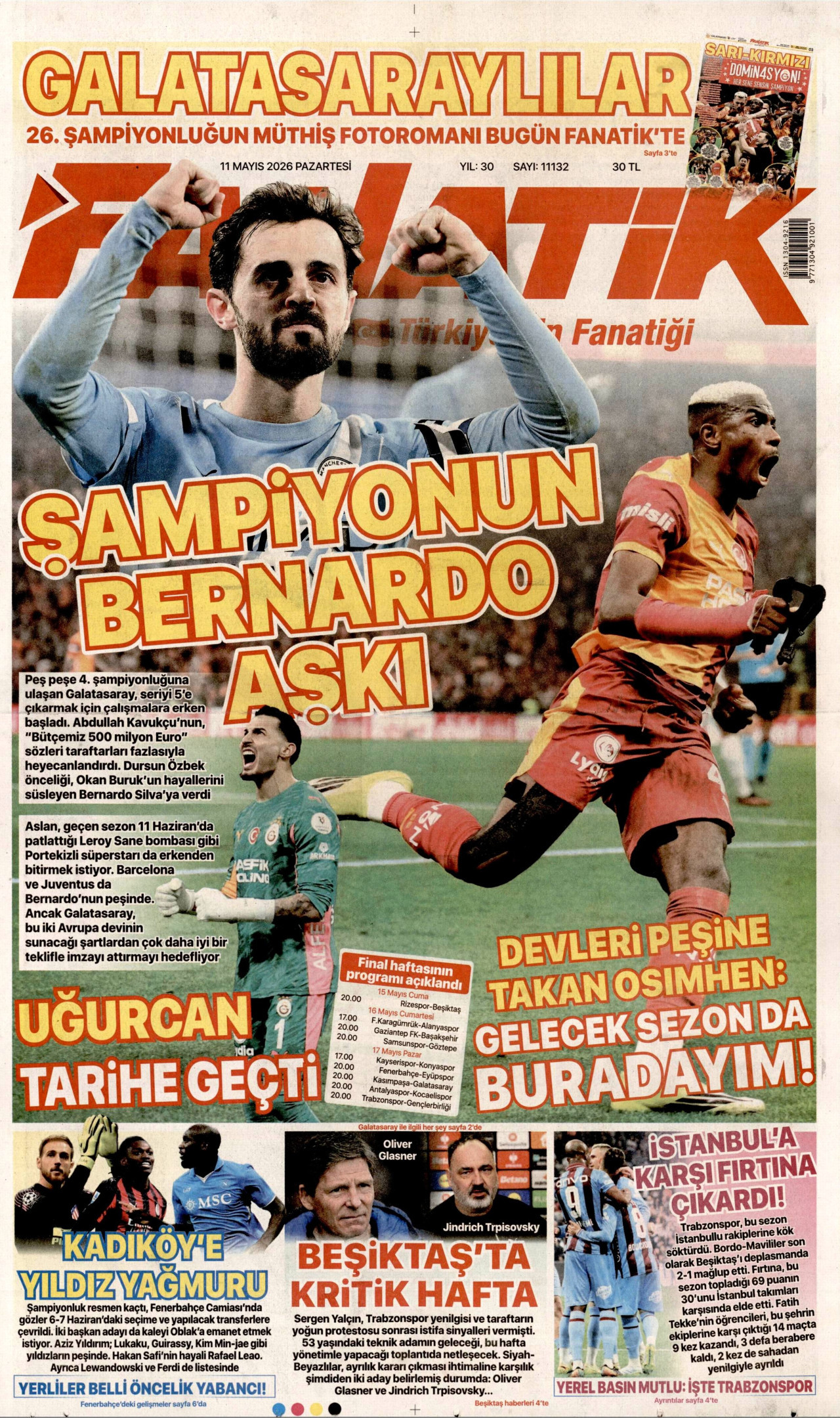 Fanatik Gazetesi Manşeti - 11.05.2026