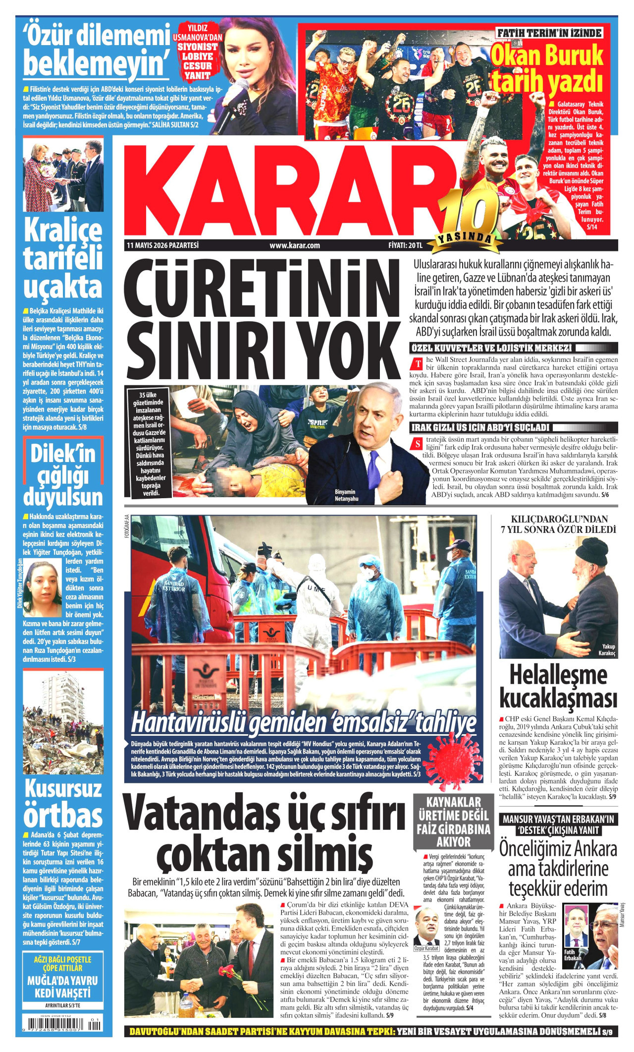 Karar Gazetesi Manşeti - 11 Mayıs 2026 Birinci Sayfa