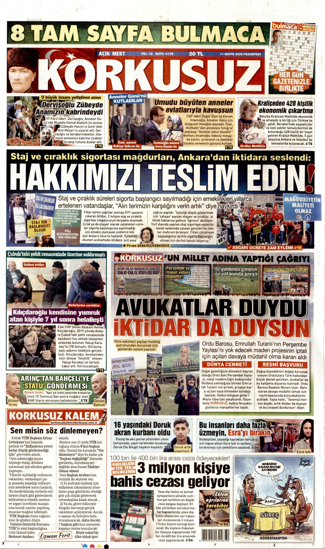 Korkusuz Gazetesi Manşeti - 11.05.2026
