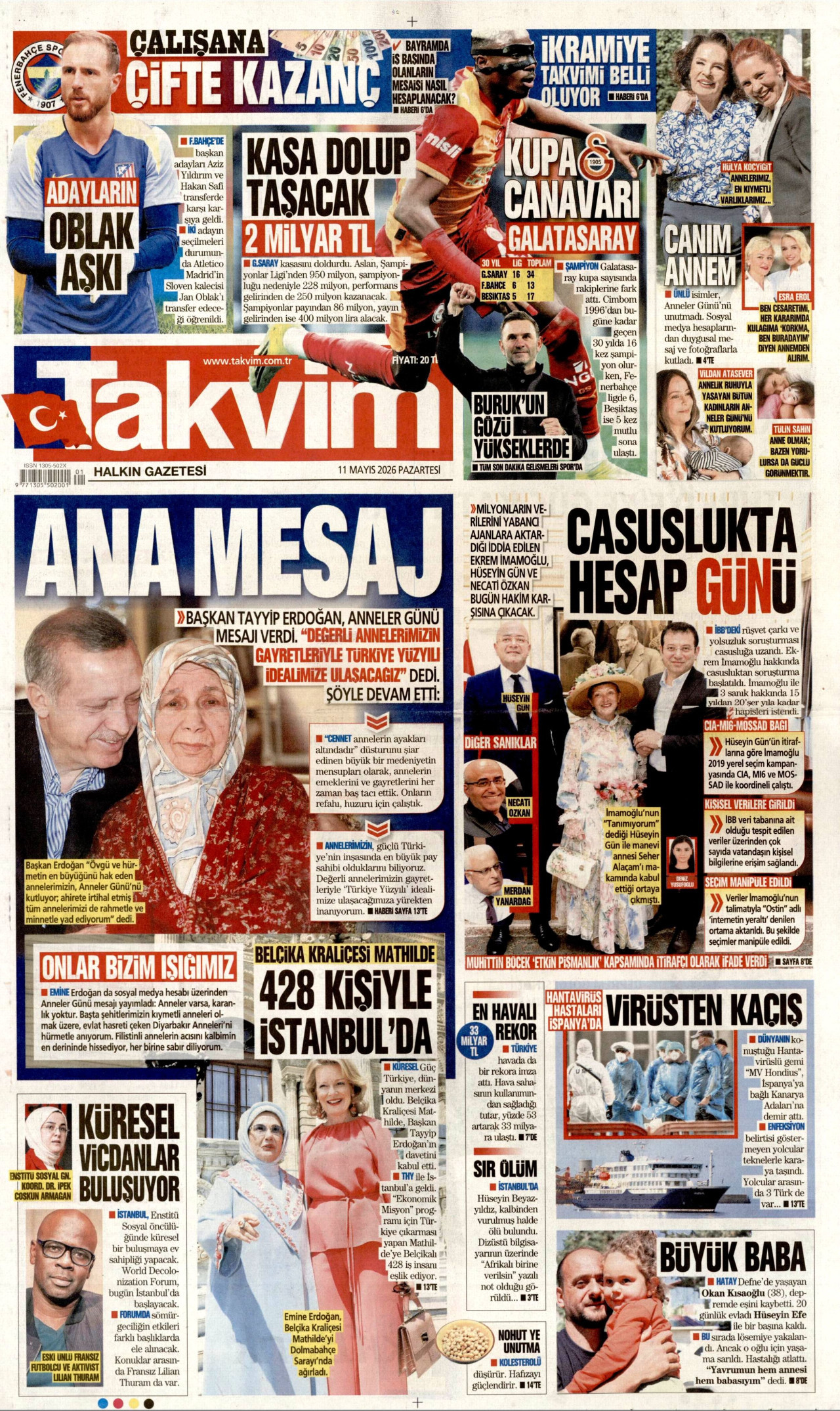 Takvim Gazetesi Manşeti - 11.05.2026