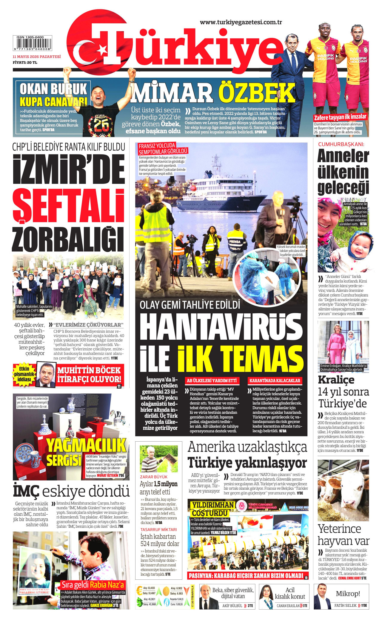 Türkiye Gazetesi Gazetesi Manşeti - 11 Mayıs 2026 Birinci Sayfa