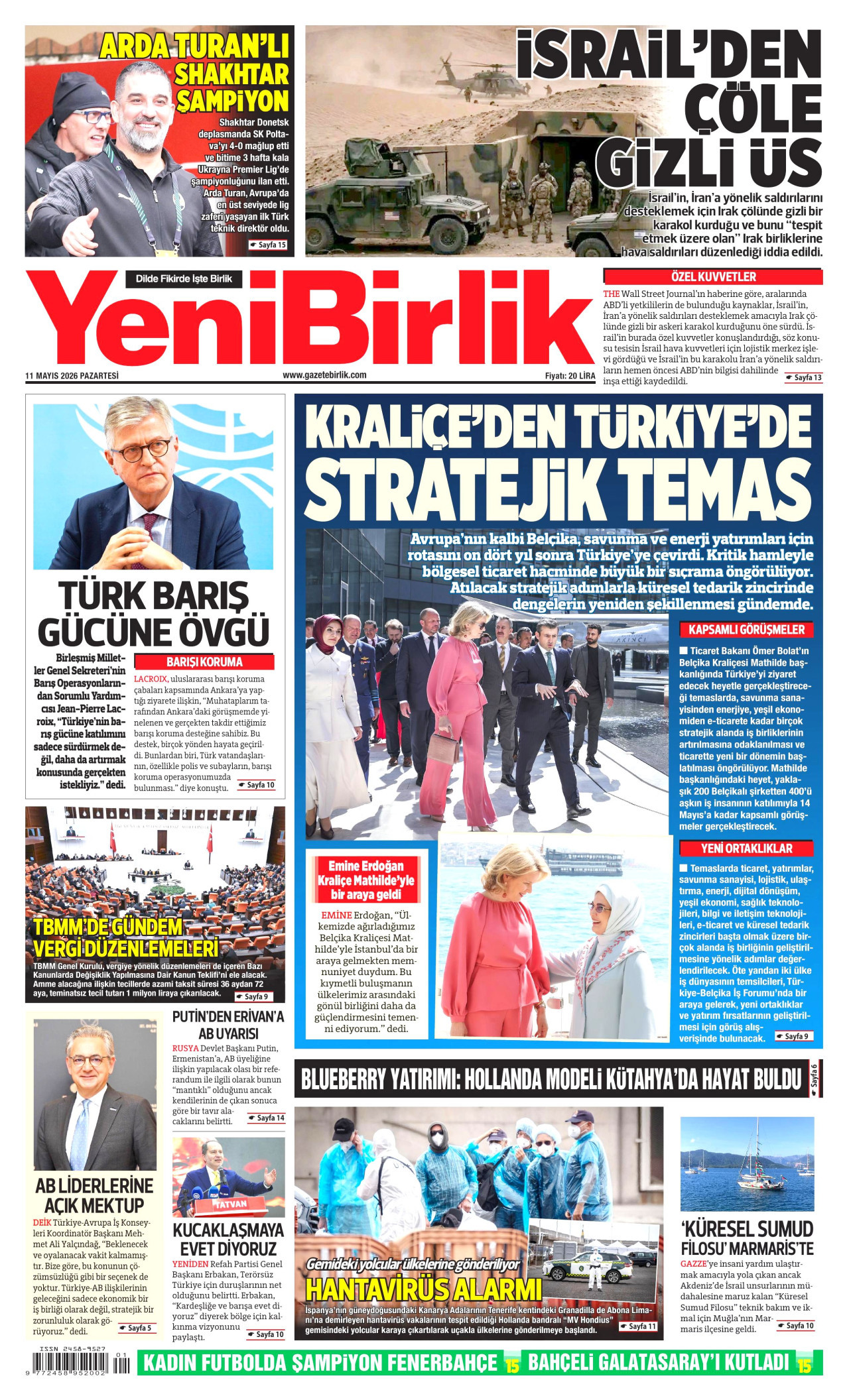 YeniBirlik Gazetesi Manşeti - 11.05.2026