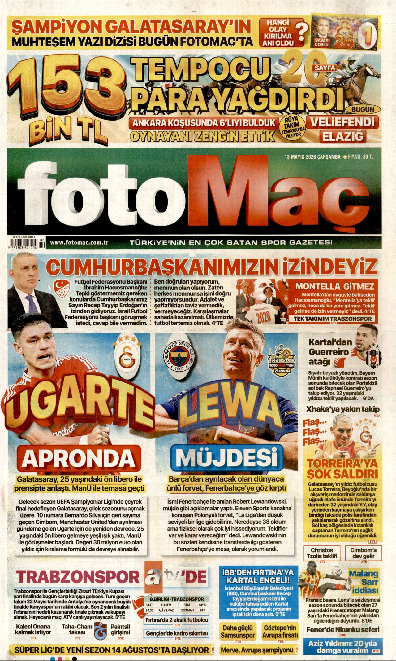 Fotomaç Gazetesi Manşeti - 13.05.2026