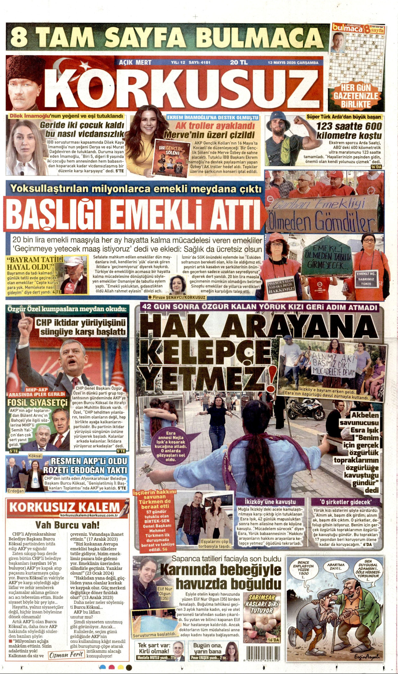Korkusuz Gazetesi Manşeti - 13.05.2026