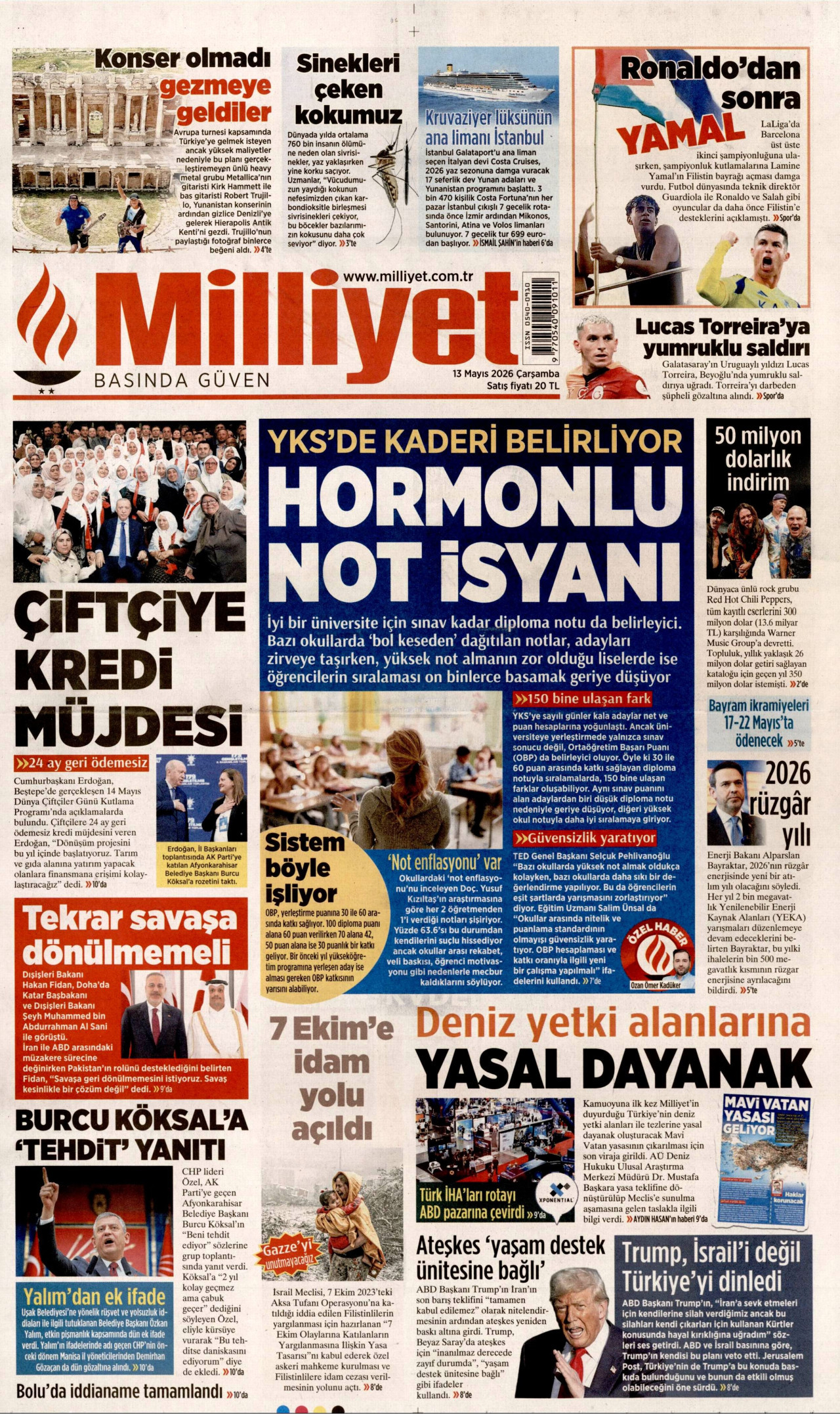 Milliyet Gazetesi Manşeti - 13.05.2026
