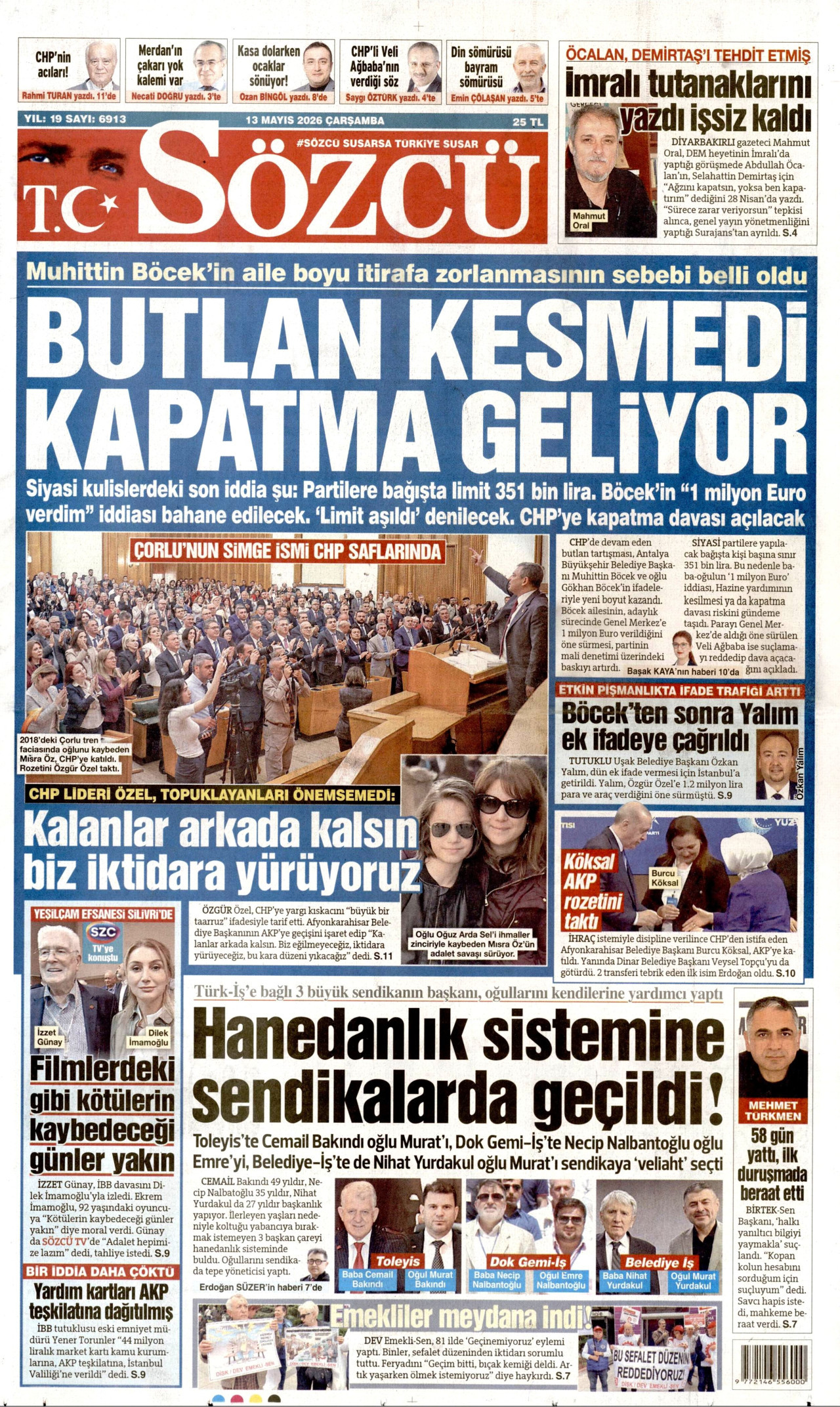 Sözcü Gazetesi Manşeti - 13.05.2026