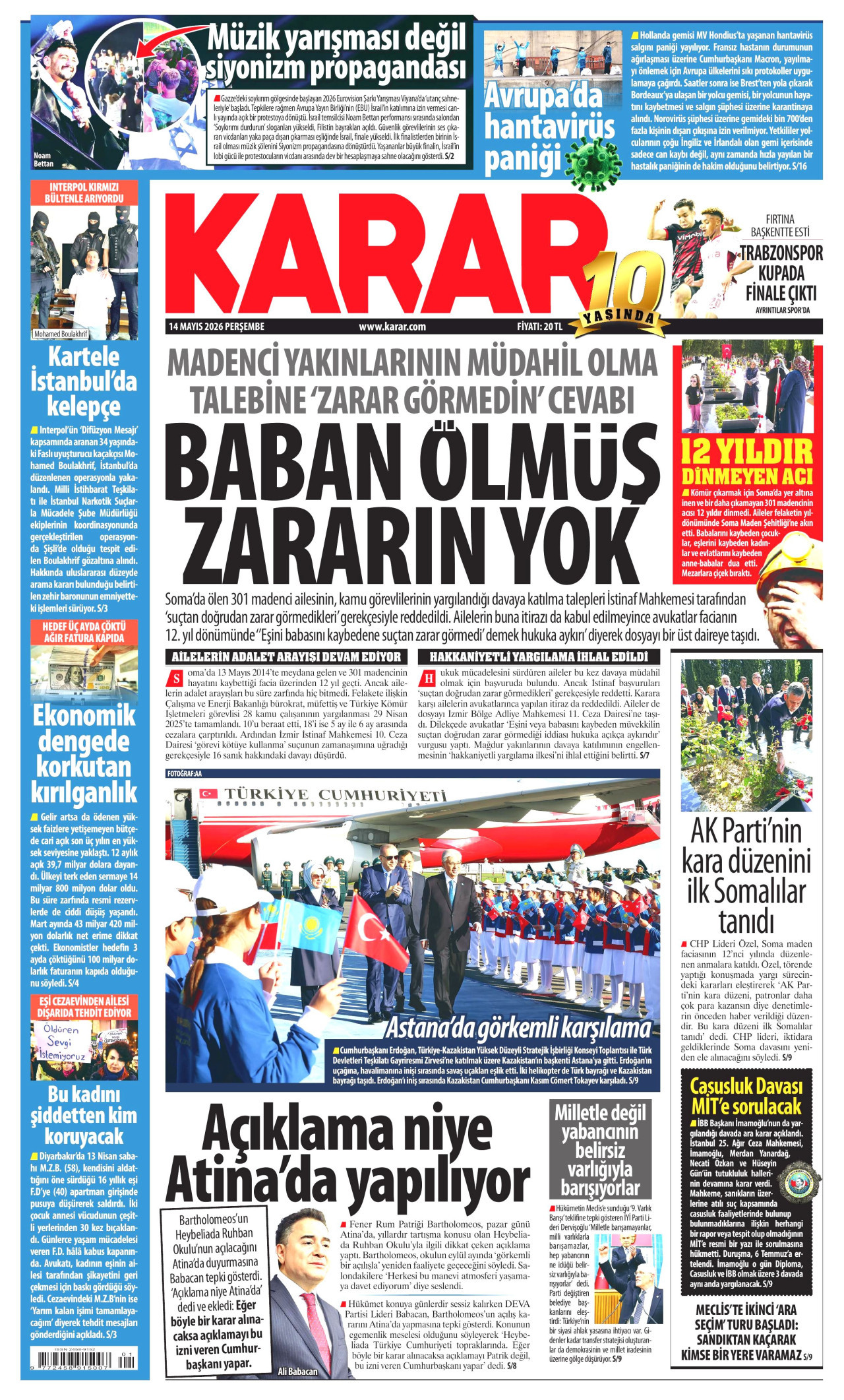 Karar Gazetesi Manşeti - 14.05.2026