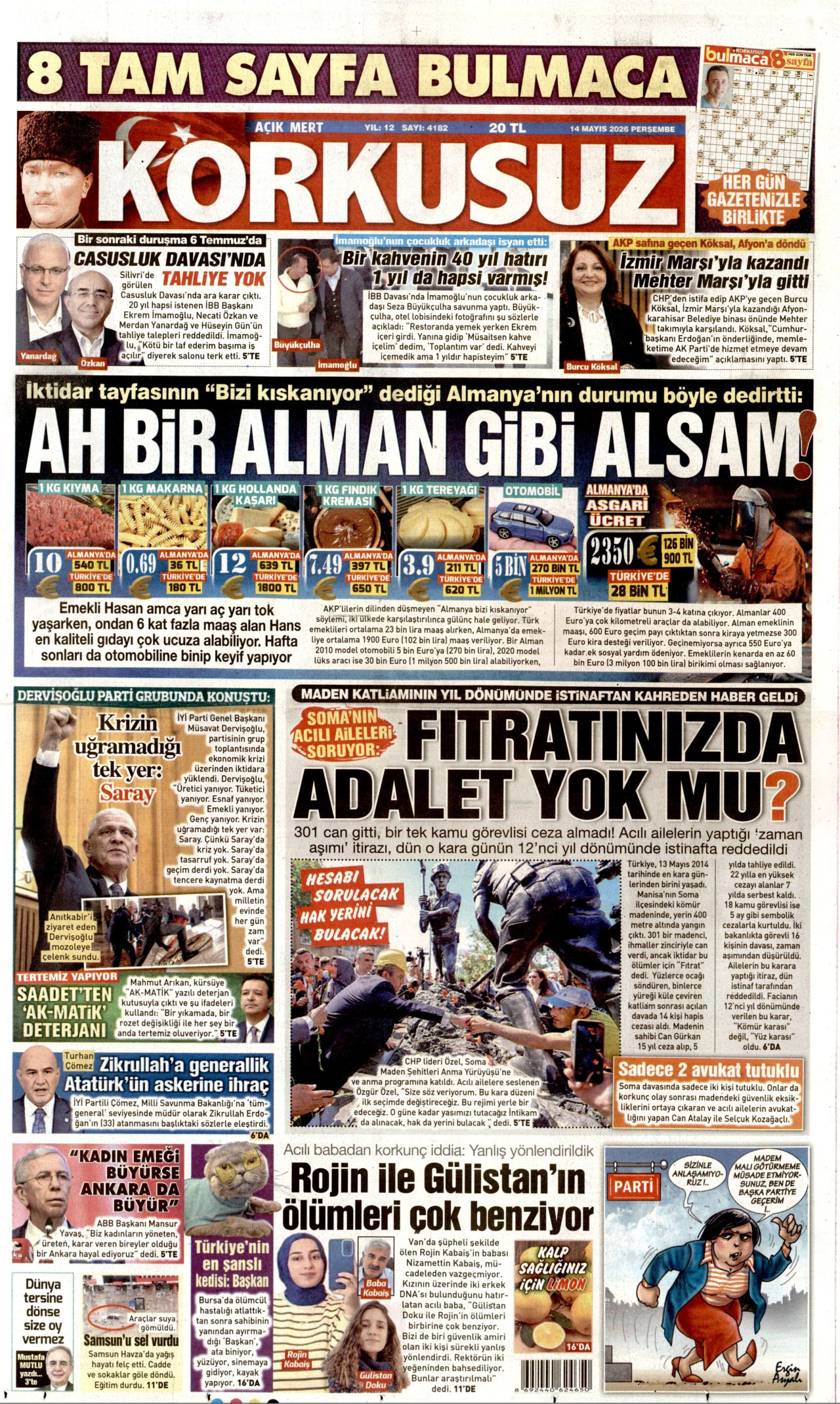 Korkusuz Gazetesi Manşeti - 14.05.2026
