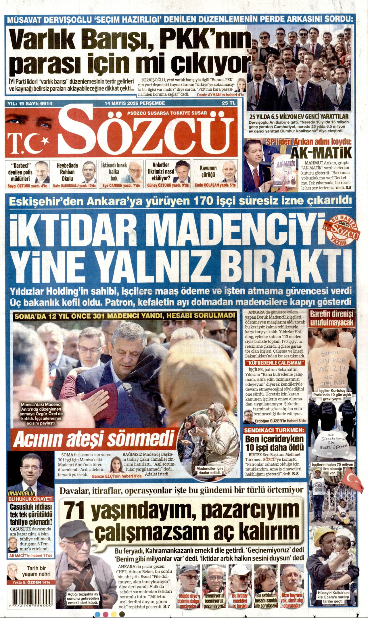 Sözcü Gazetesi Manşeti - 14.05.2026