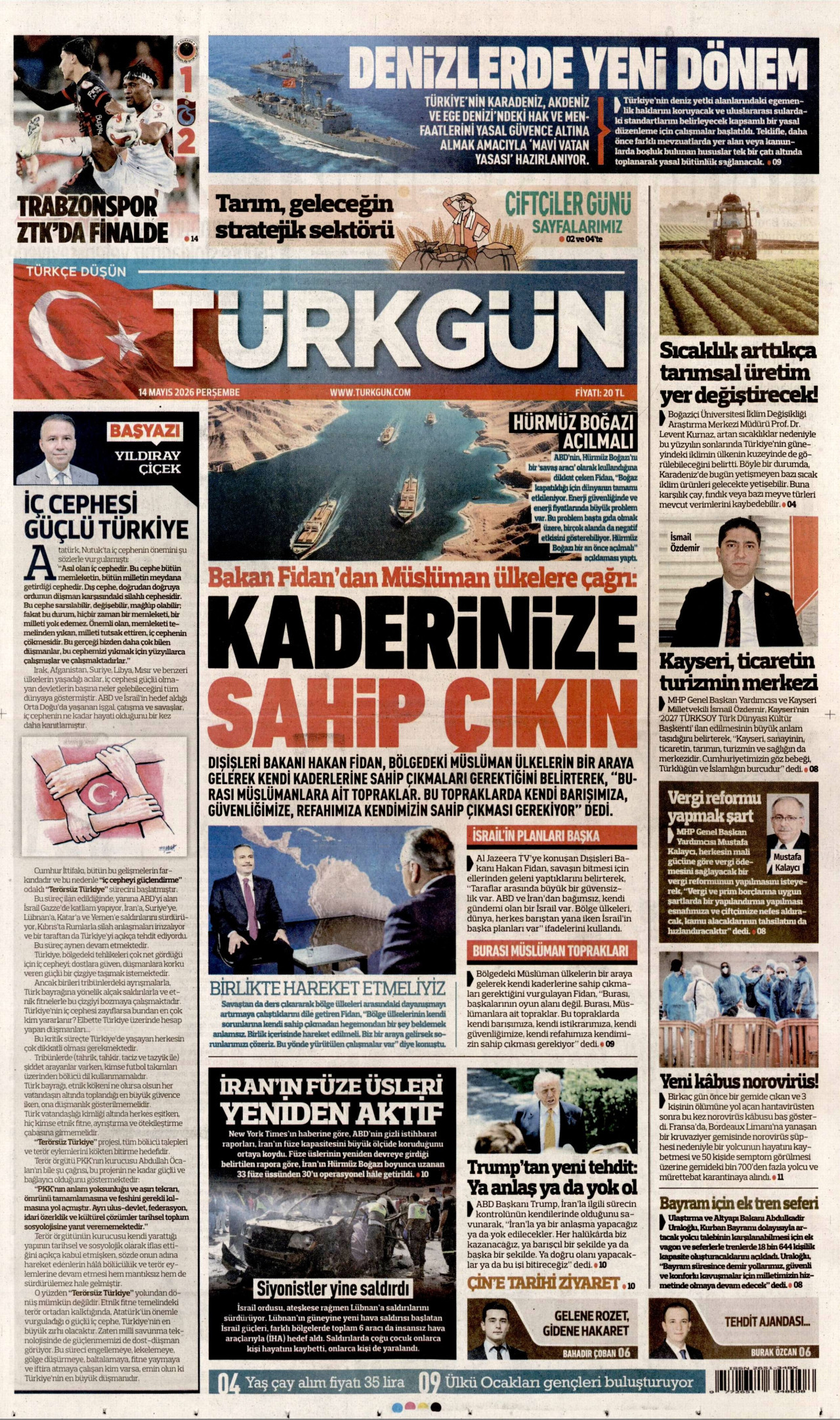 Türkgün Gazetesi Manşeti - 14.05.2026