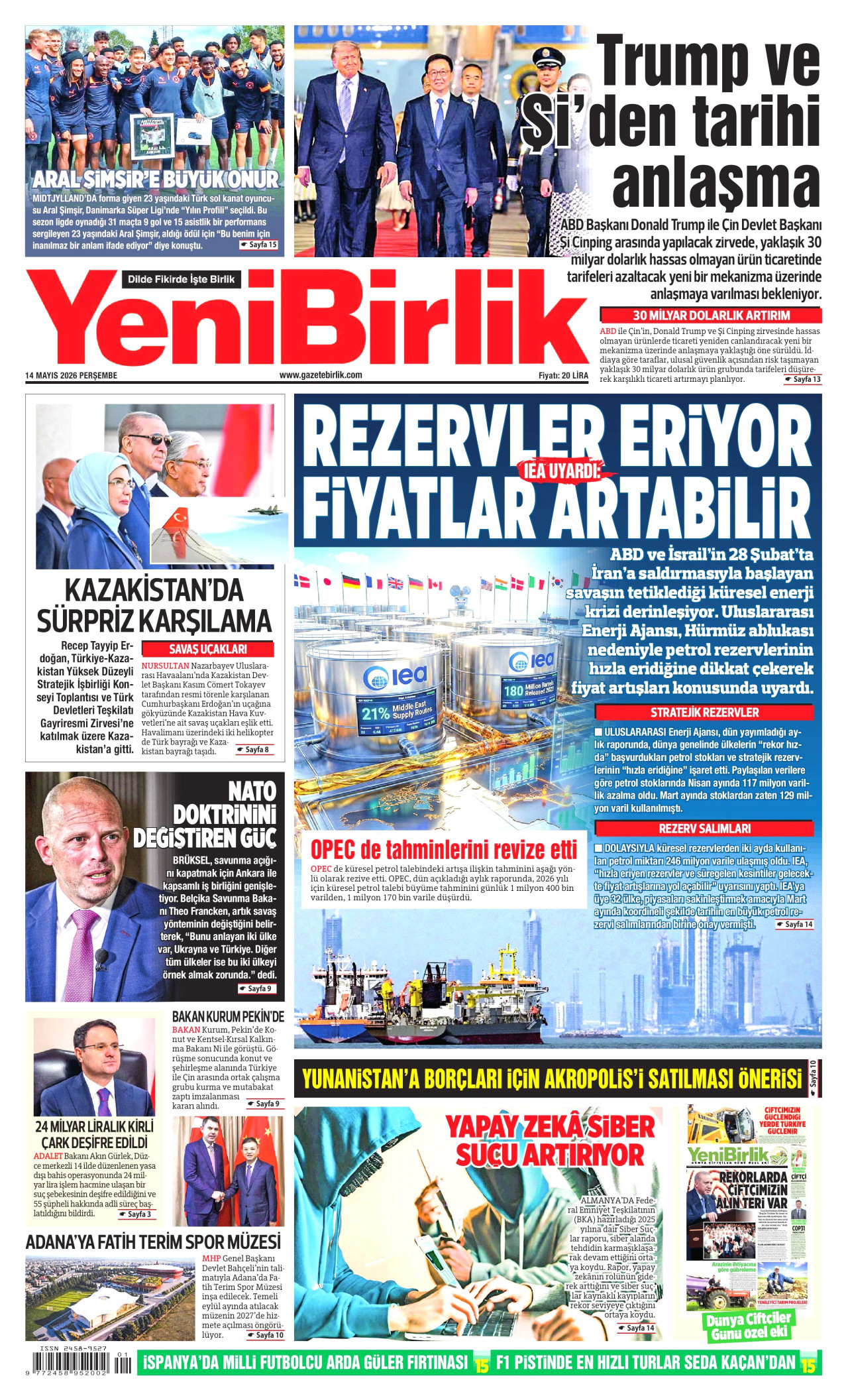 YeniBirlik Gazetesi Manşeti - 14.05.2026