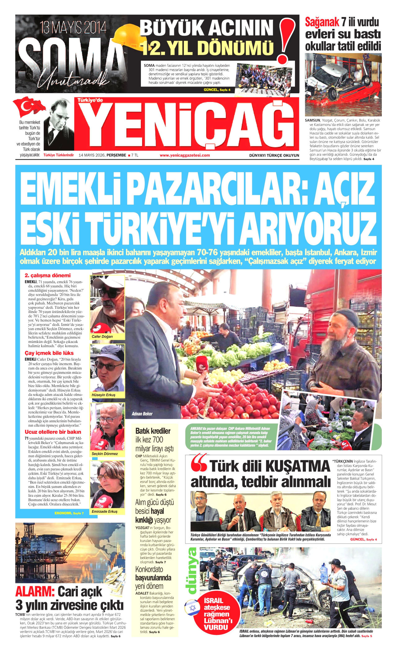 Yeniçağ Gazetesi Manşeti - 14.05.2026