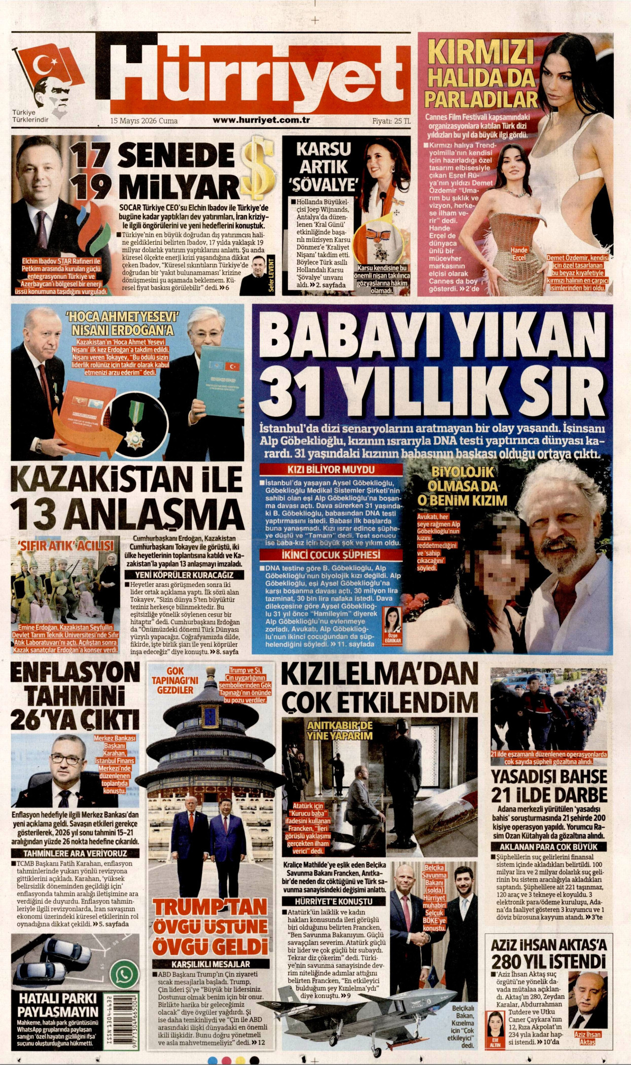 Hürriyet Gazetesi Manşeti - 15.05.2026