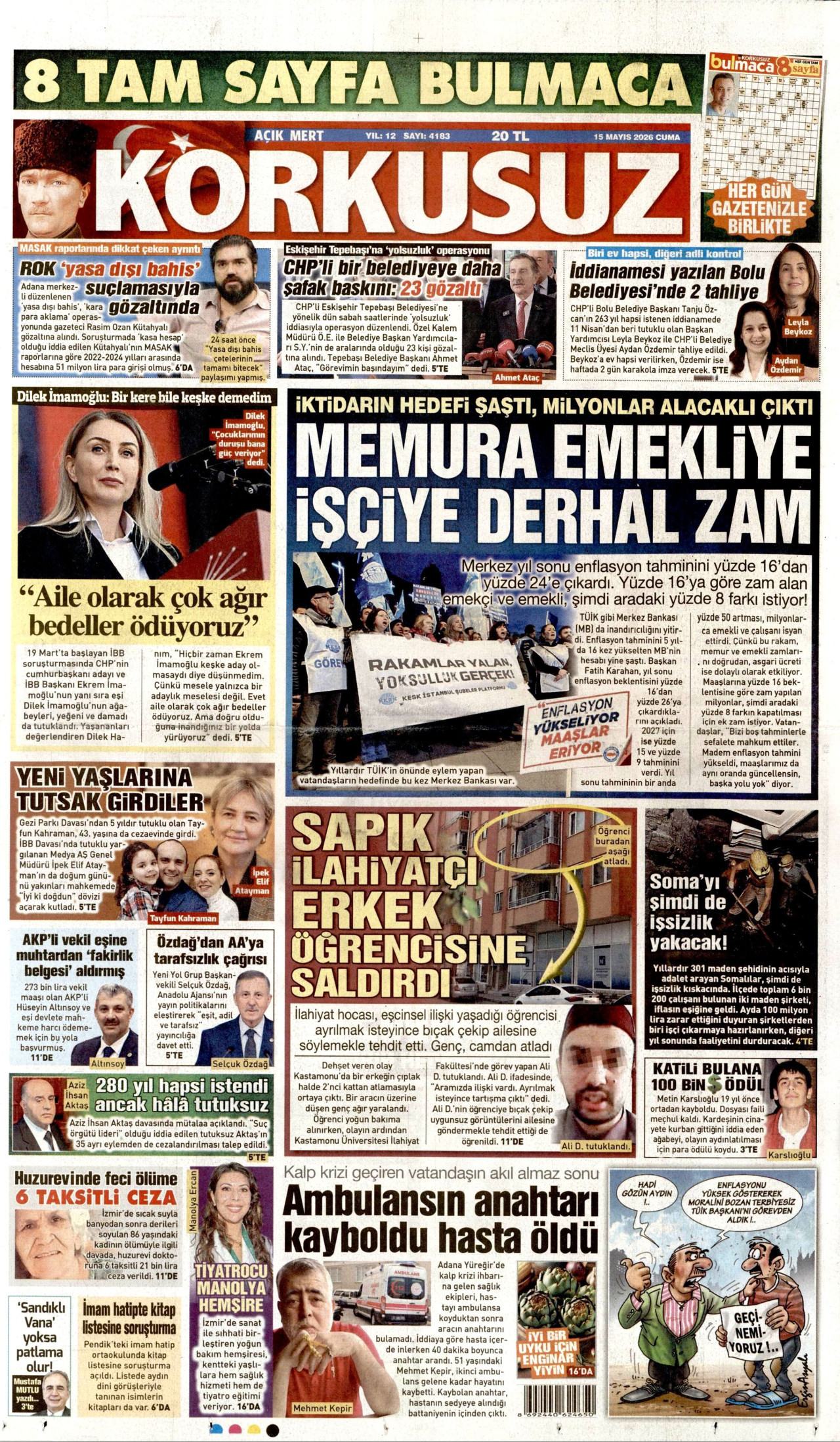 Korkusuz Gazetesi Manşeti - 15.05.2026