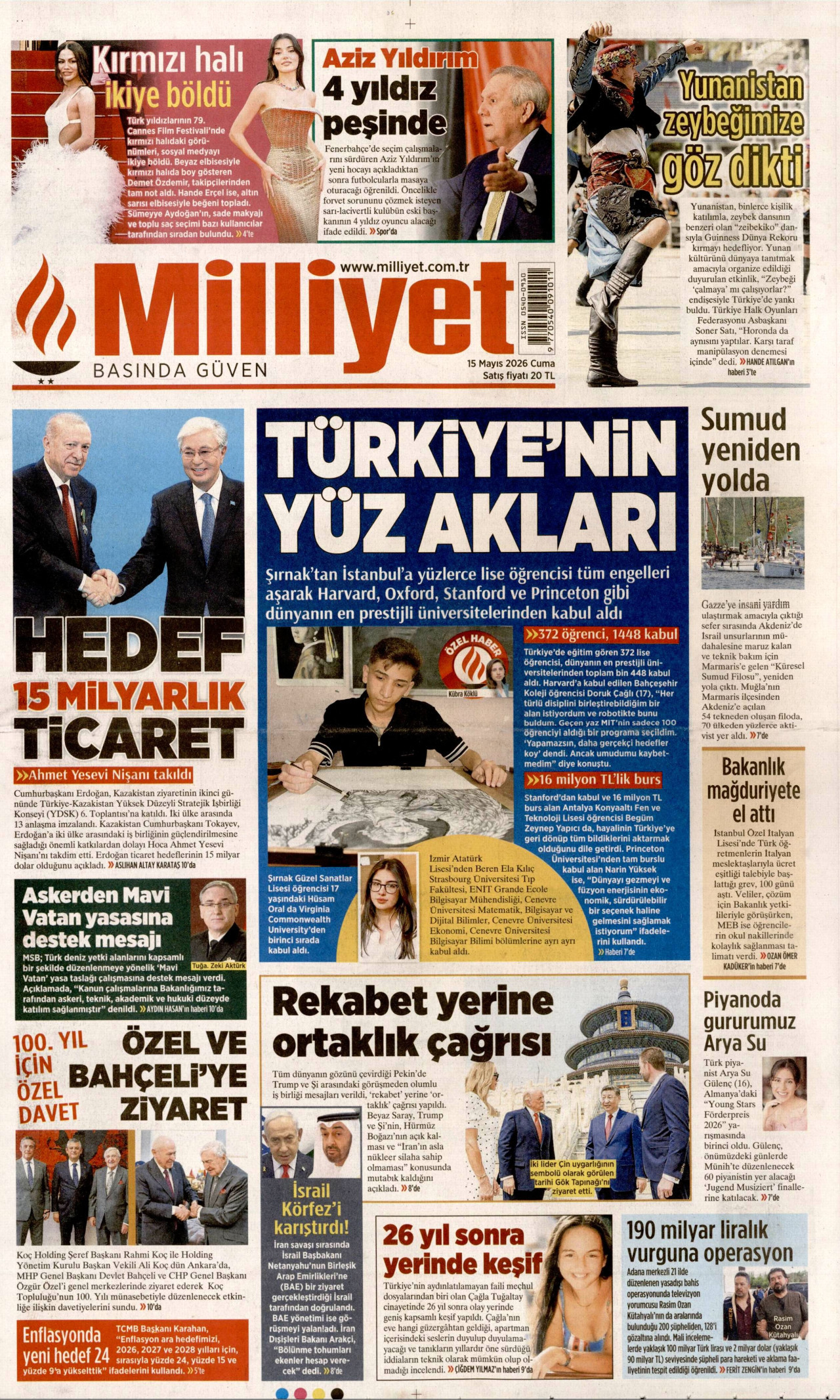 Milliyet Gazetesi Manşeti - 15.05.2026